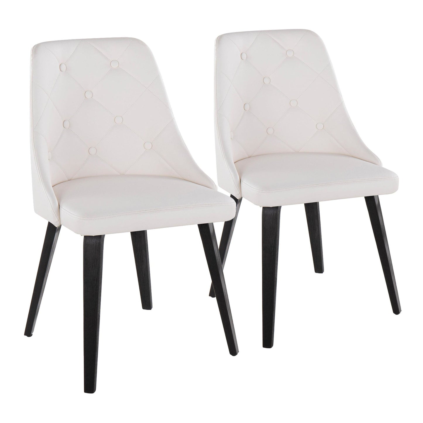 Majestic Office Furniture Contemporary Accent/Dining Chair in Black Wood and Black Faux Leather - Set of 2