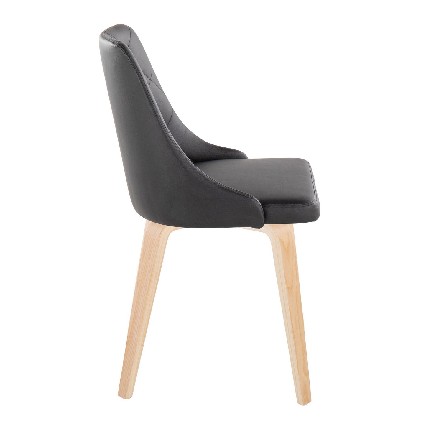 Majestic Office Furniture Contemporary Accent/Dining Chair in Black Wood and Black Faux Leather - Set of 2