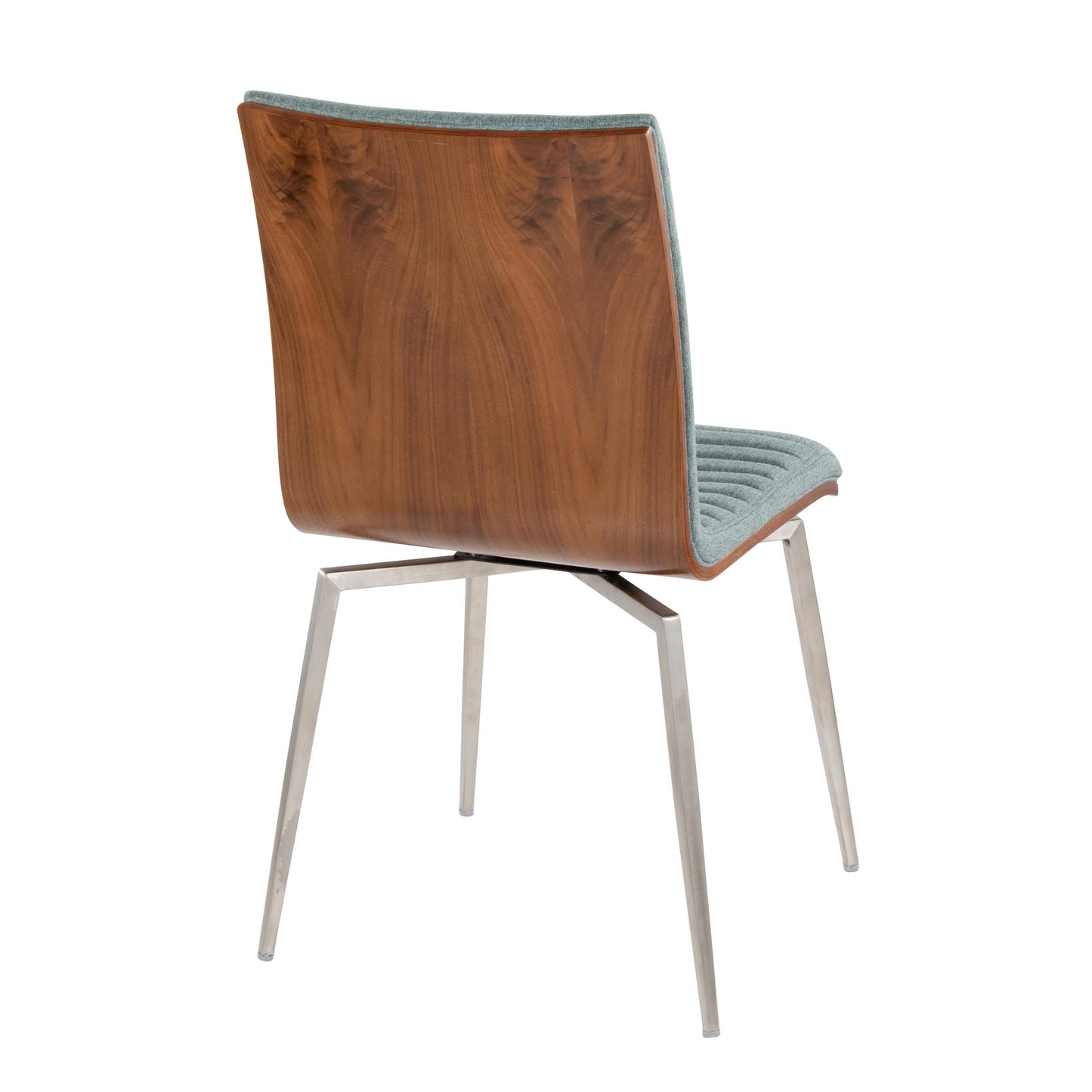 Majestic Office Furniture Contemporary Dining/Accent Chair with Swivel in Stainless Steel, Walnut Wood, and Cream Fabric - Set of 2