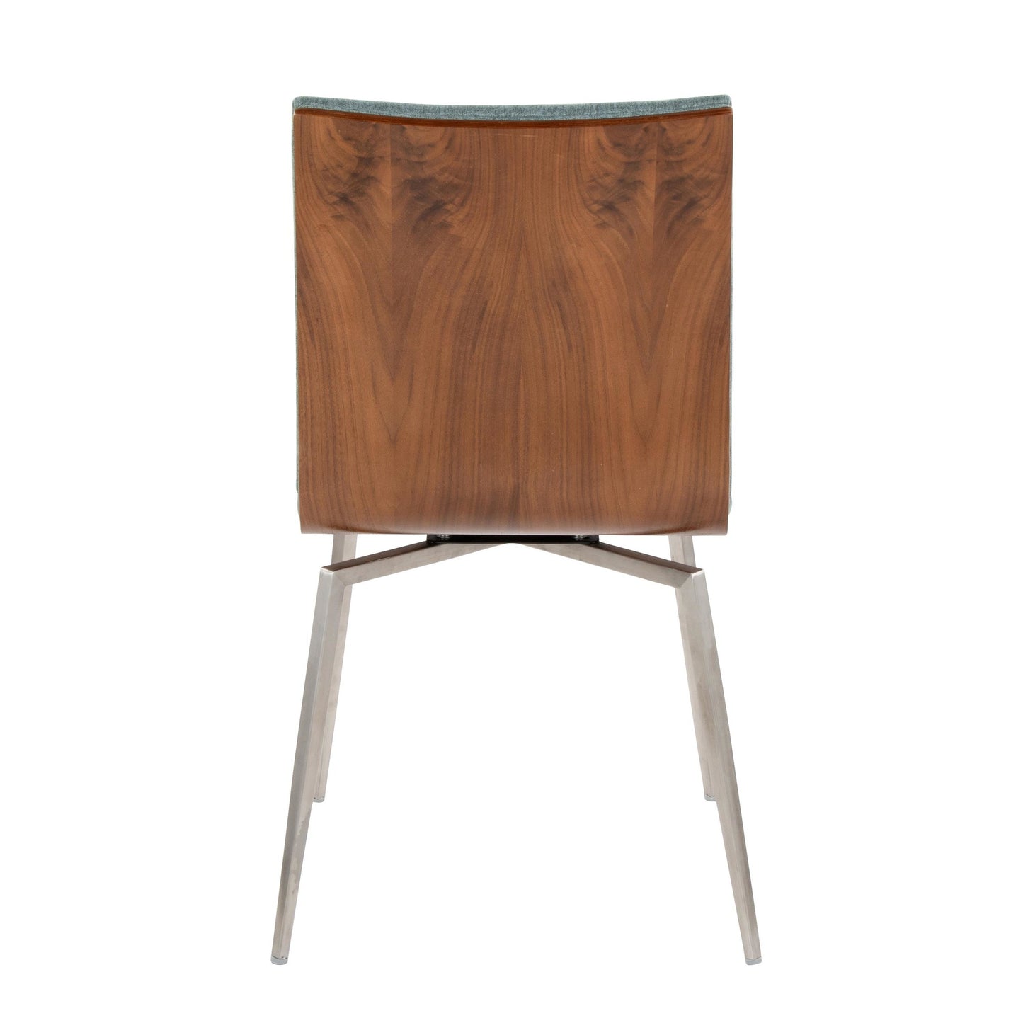 Majestic Office Furniture Contemporary Dining/Accent Chair with Swivel in Stainless Steel, Walnut Wood, and Cream Fabric - Set of 2