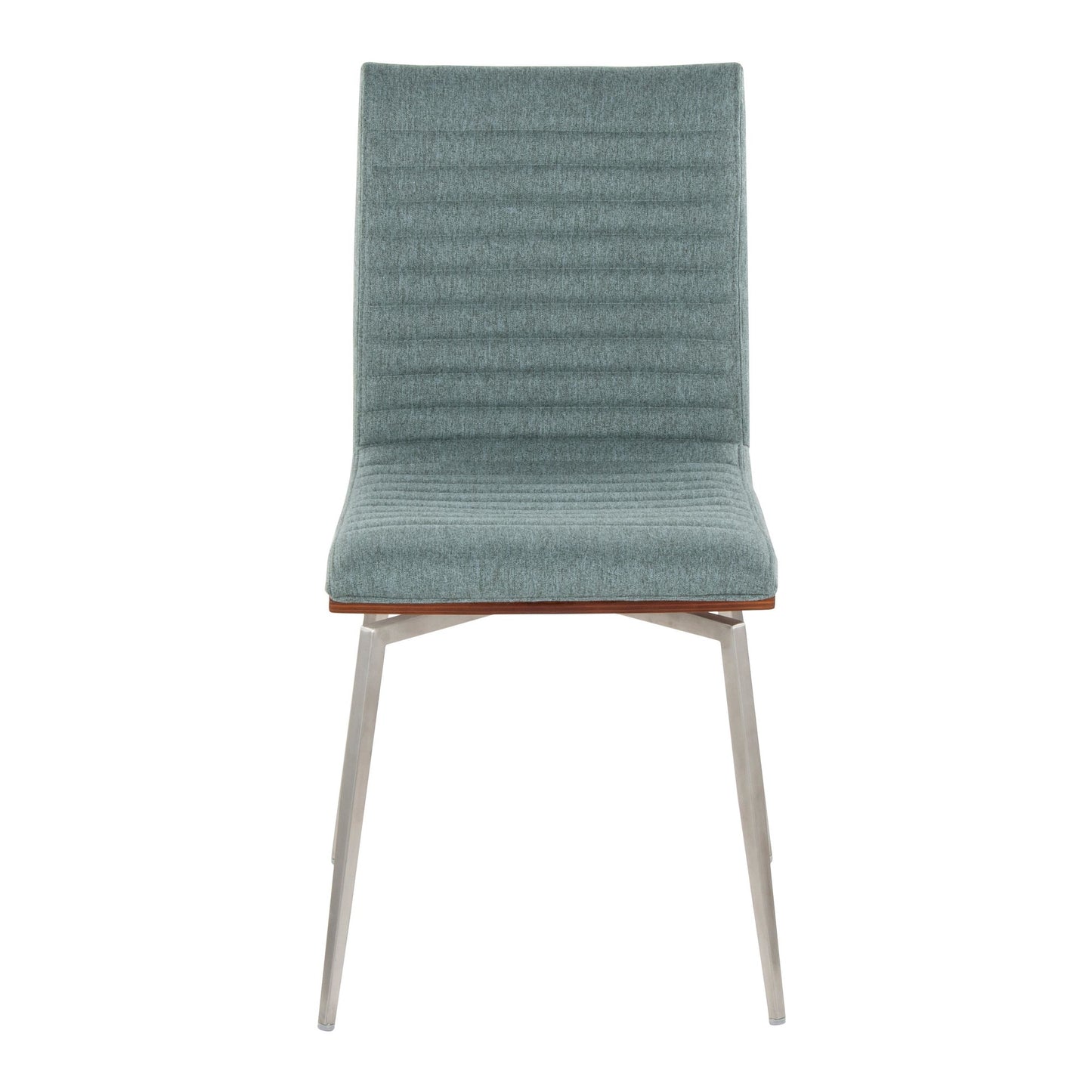 Majestic Office Furniture Contemporary Dining/Accent Chair with Swivel in Stainless Steel, Walnut Wood, and Cream Fabric - Set of 2