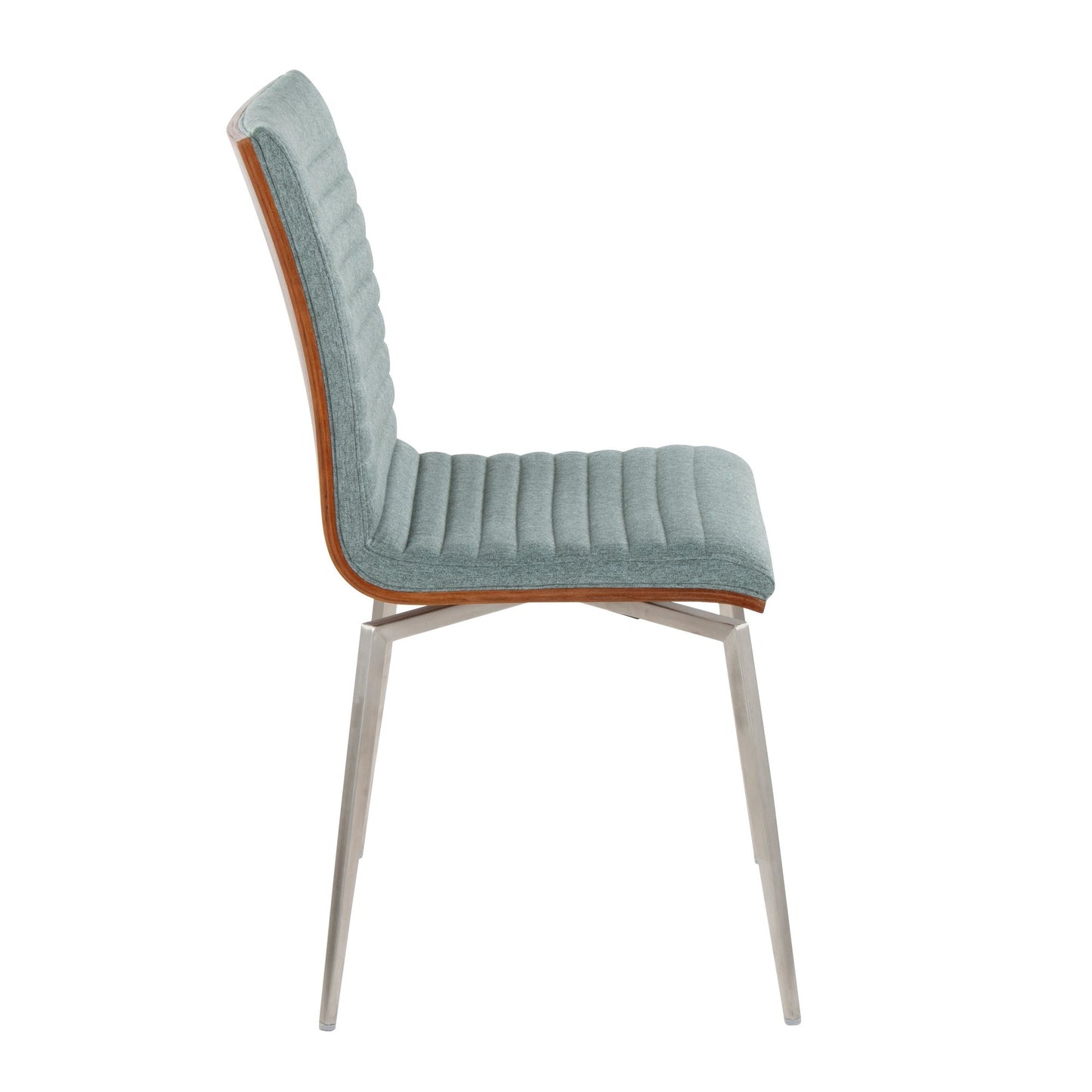 Majestic Office Furniture Contemporary Dining/Accent Chair with Swivel in Stainless Steel, Walnut Wood, and Cream Fabric - Set of 2
