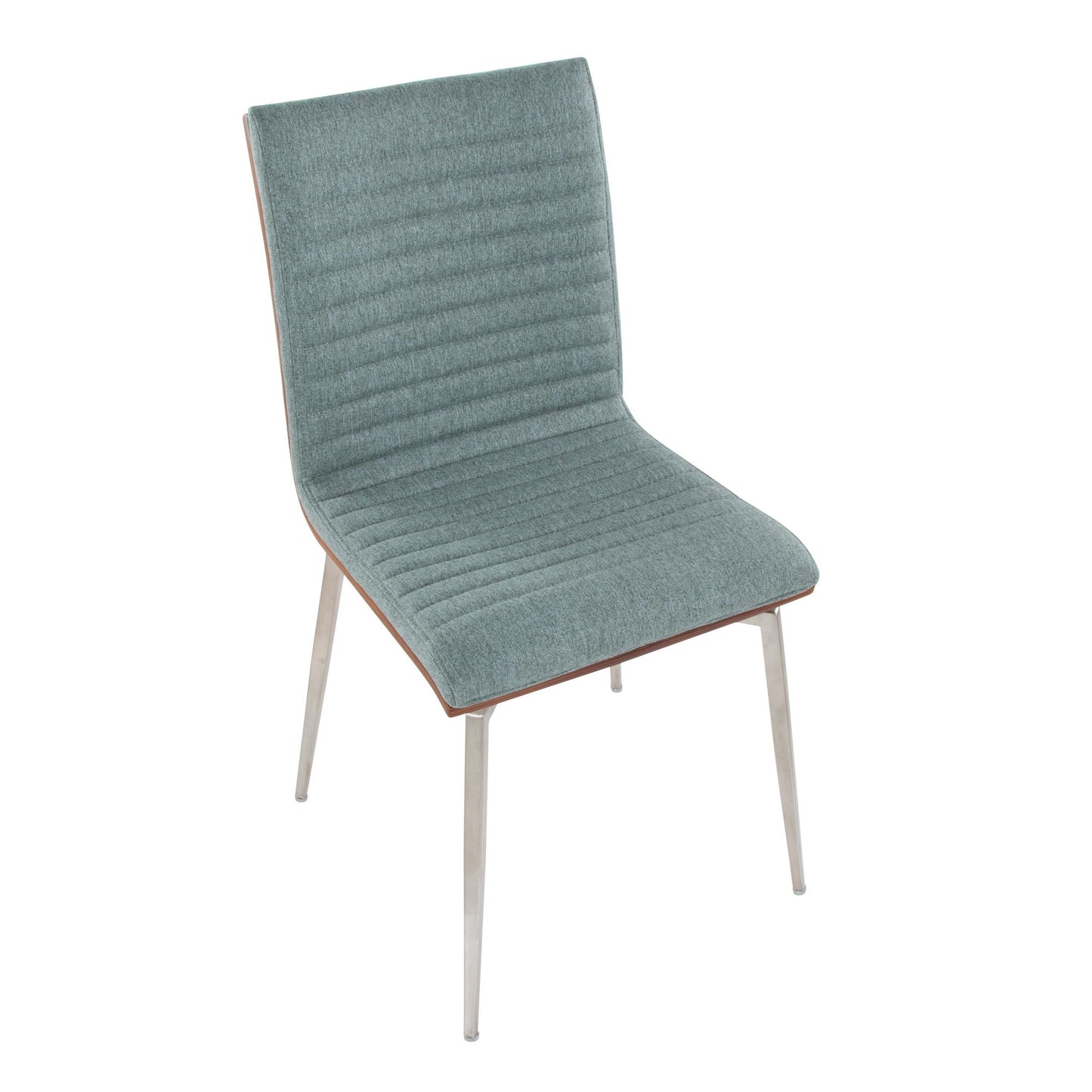 Majestic Office Furniture Contemporary Dining/Accent Chair with Swivel in Stainless Steel, Walnut Wood, and Cream Fabric - Set of 2