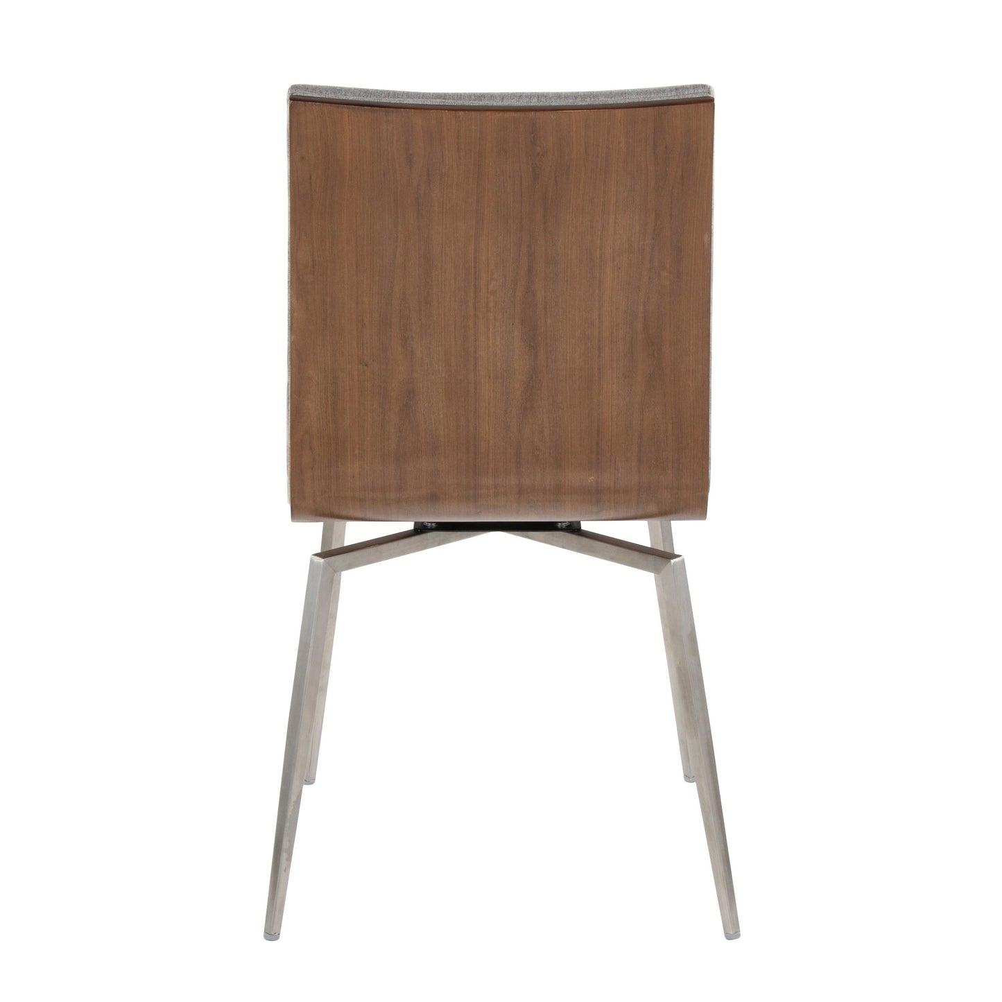 Majestic Office Furniture Contemporary Dining/Accent Chair with Swivel in Stainless Steel, Walnut Wood, and Cream Fabric - Set of 2