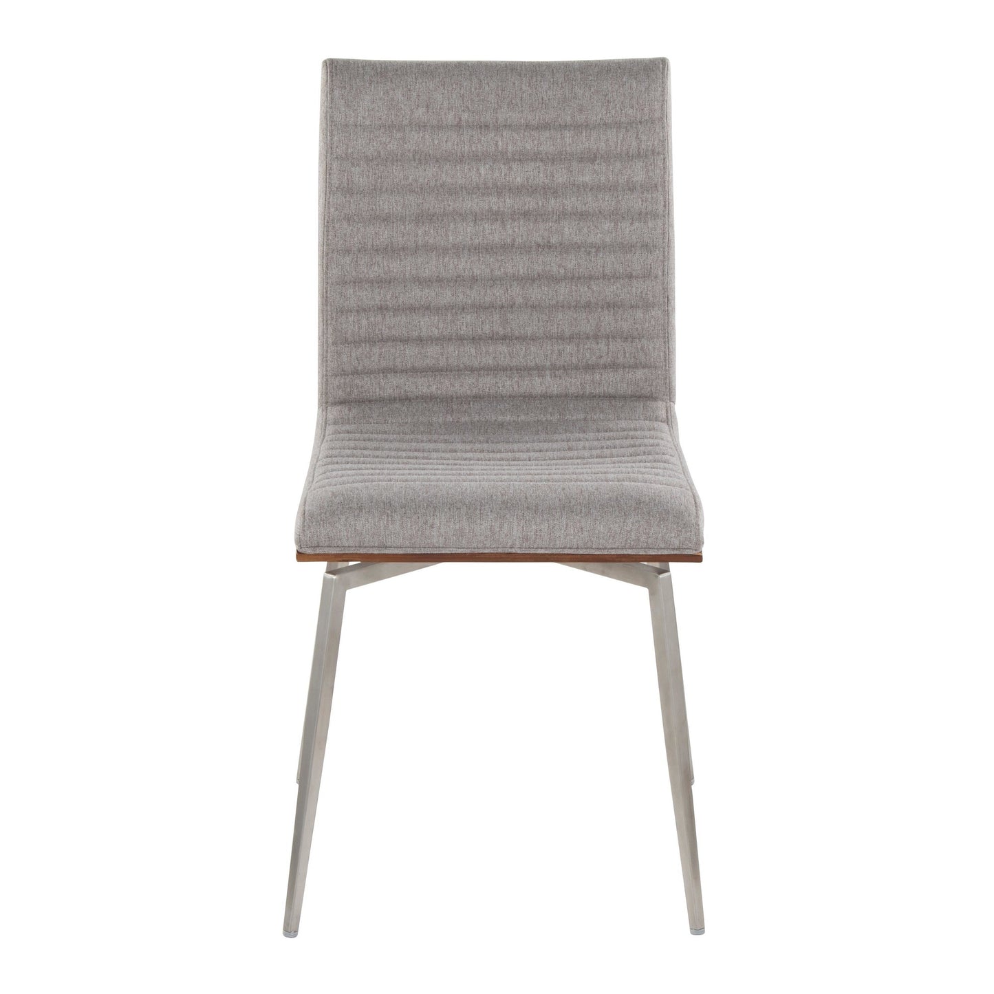Majestic Office Furniture Contemporary Dining/Accent Chair with Swivel in Stainless Steel, Walnut Wood, and Cream Fabric - Set of 2