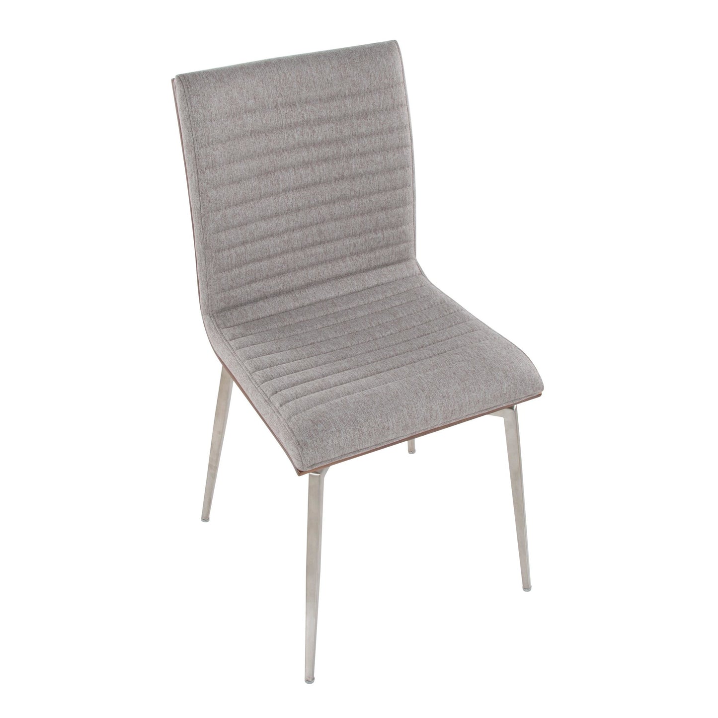 Majestic Office Furniture Contemporary Dining/Accent Chair with Swivel in Stainless Steel, Walnut Wood, and Cream Fabric - Set of 2