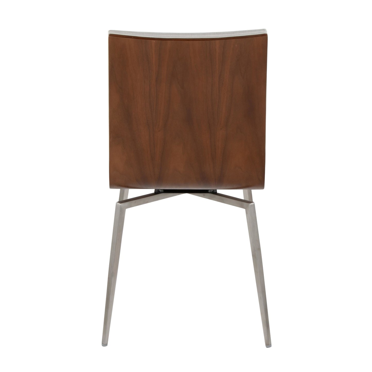 Majestic Office Furniture Contemporary Dining/Accent Chair with Swivel in Stainless Steel, Walnut Wood, and Cream Fabric - Set of 2