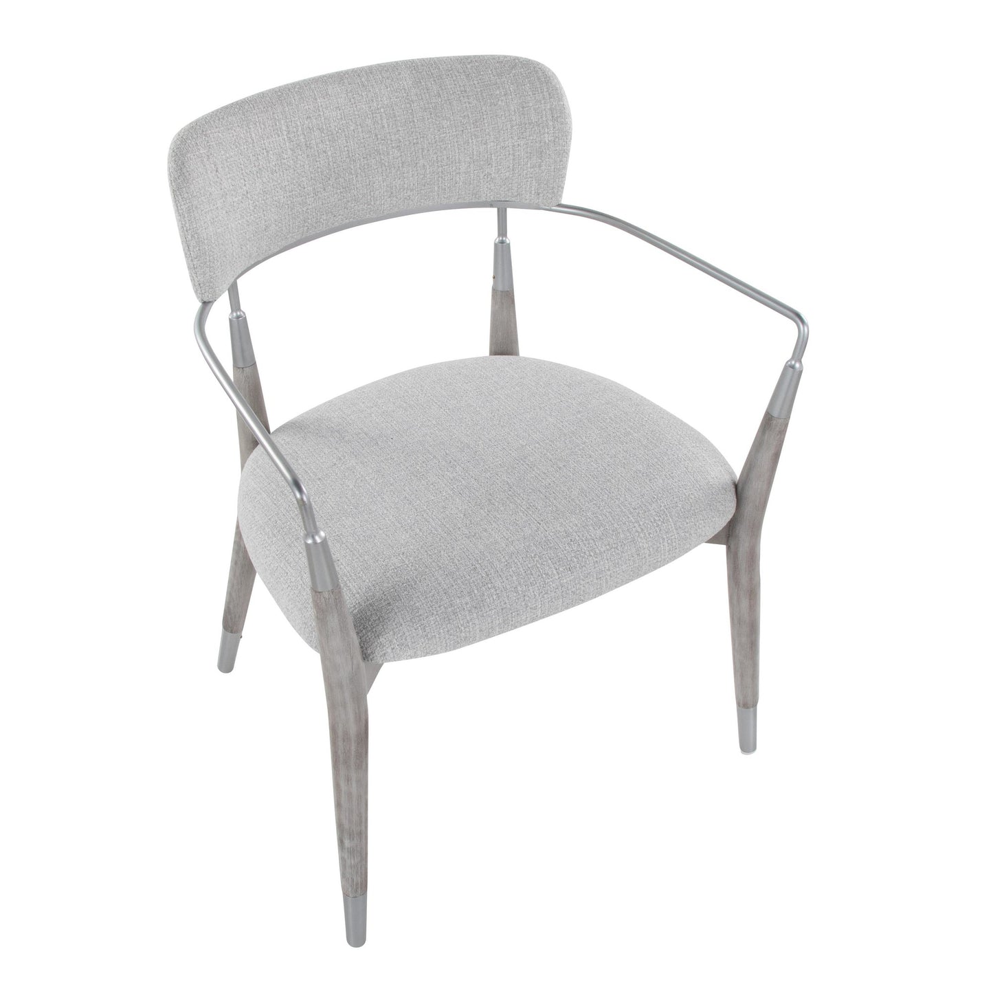 Majestic Office Furniture Contemporary Chair in Grey Brushed Wood and Light Grey Fabric with Silver Accent - Set of 2