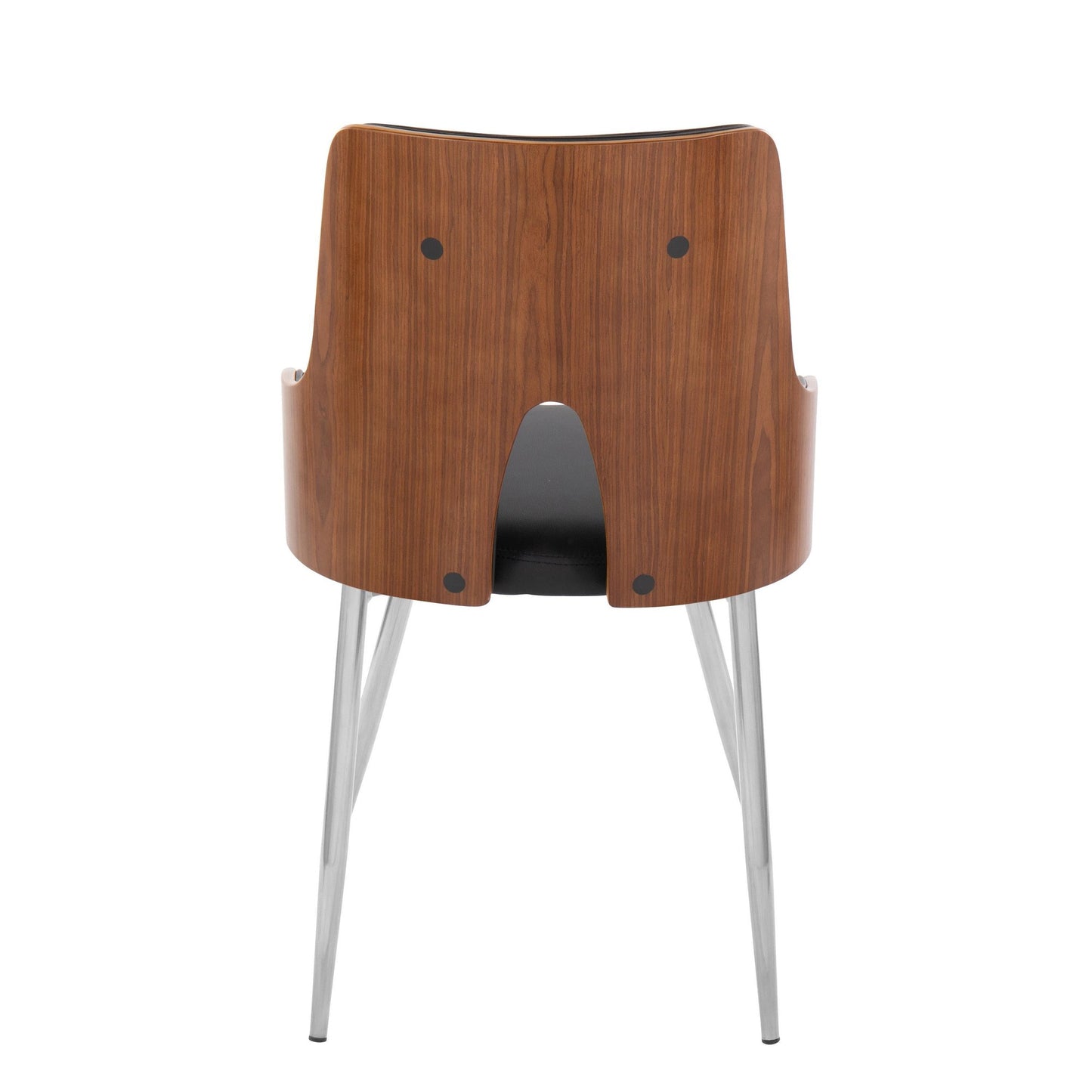 Majestic Office Furniture Contemporary Accent/Dining Chair in Chrome Metal, Walnut Wood and Light Grey Fabric - Set of 2