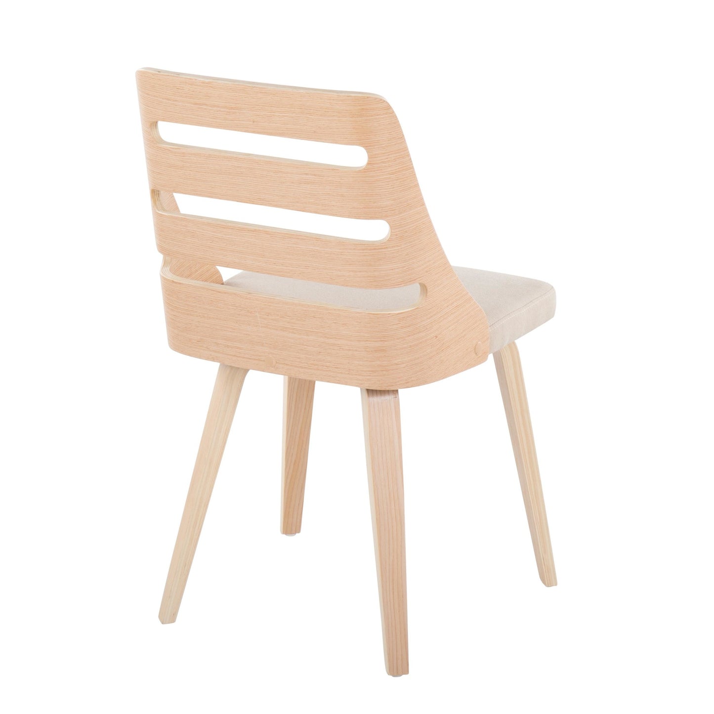 Majestic Office Furniture Mid-Century Modern Dining/Accent Chair in Natural Wood with Cream Fabric