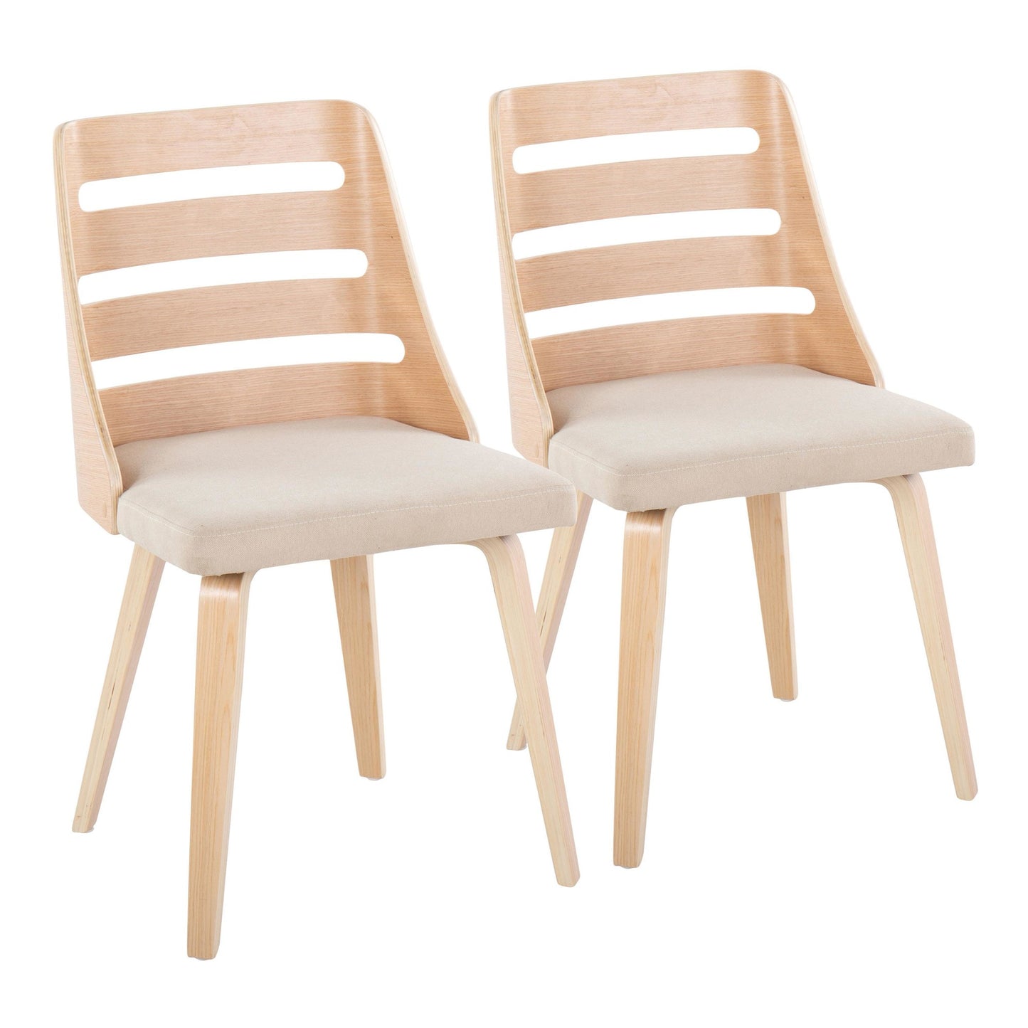 Majestic Office Furniture Mid-Century Modern Dining/Accent Chair in Natural Wood with Cream Fabric
