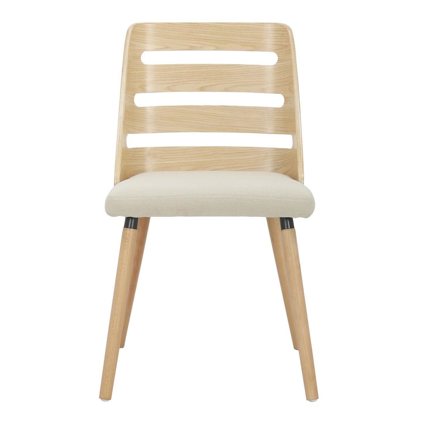 Majestic Office Furniture Mid-Century Modern Dining/Accent Chair in Natural Wood with Cream Fabric