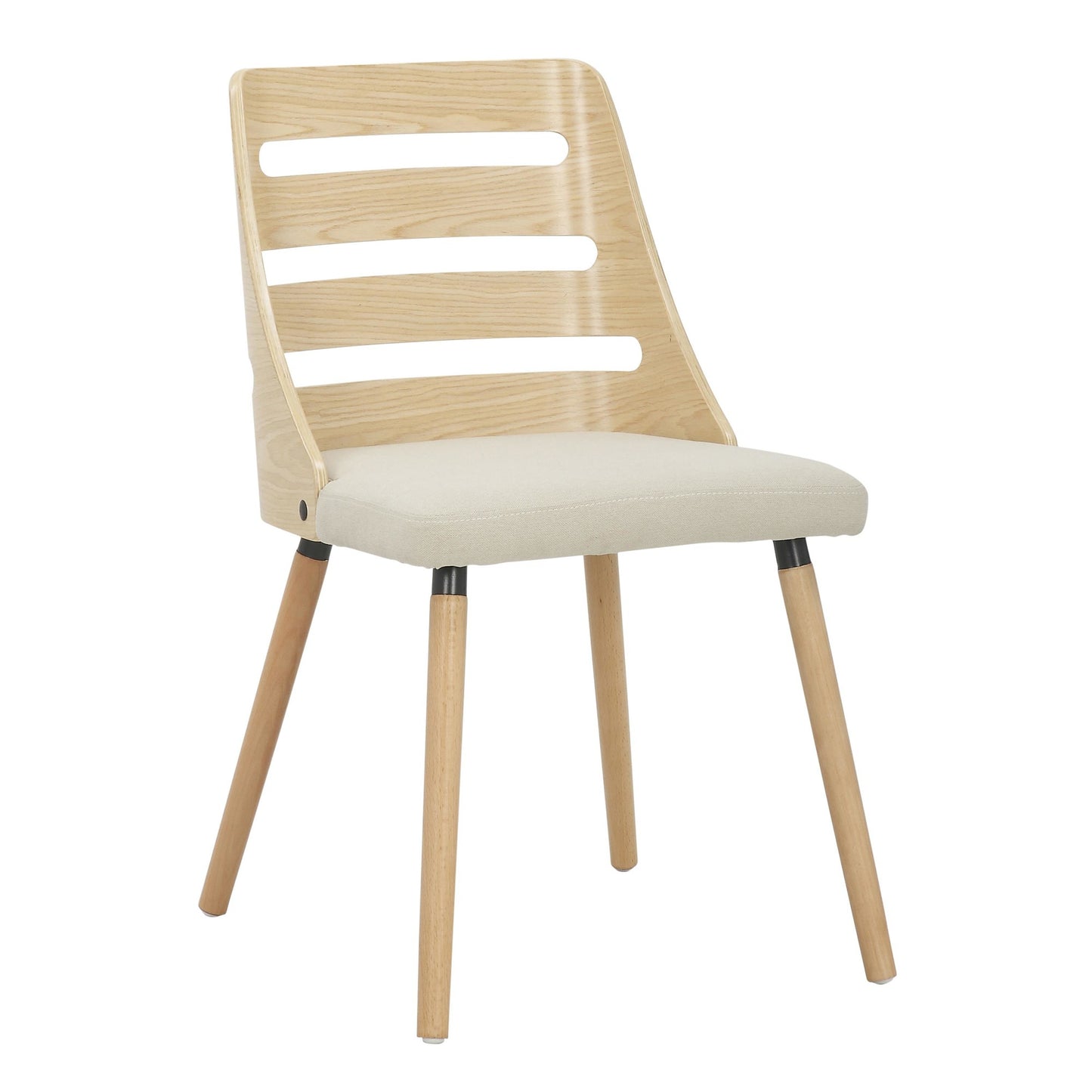 Majestic Office Furniture Mid-Century Modern Dining/Accent Chair in Natural Wood with Cream Fabric