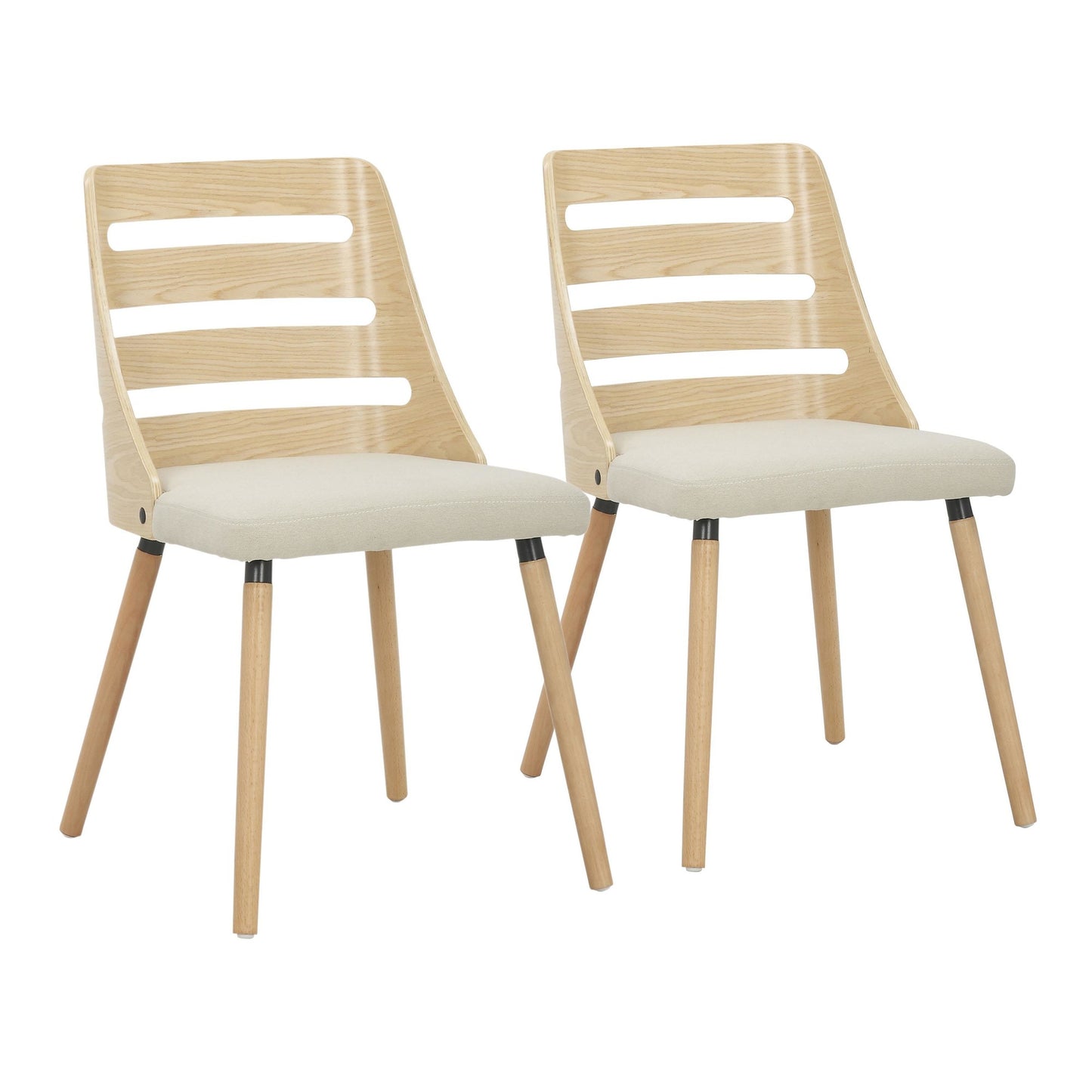 Majestic Office Furniture Mid-Century Modern Dining/Accent Chair in Natural Wood with Cream Fabric