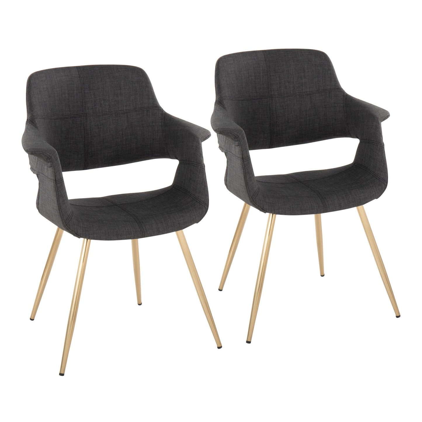 Vintage Flair Glam/Art Deco Chair in Gold Metal and Cream Fabric by Majestic Office Furniture - Set of 2