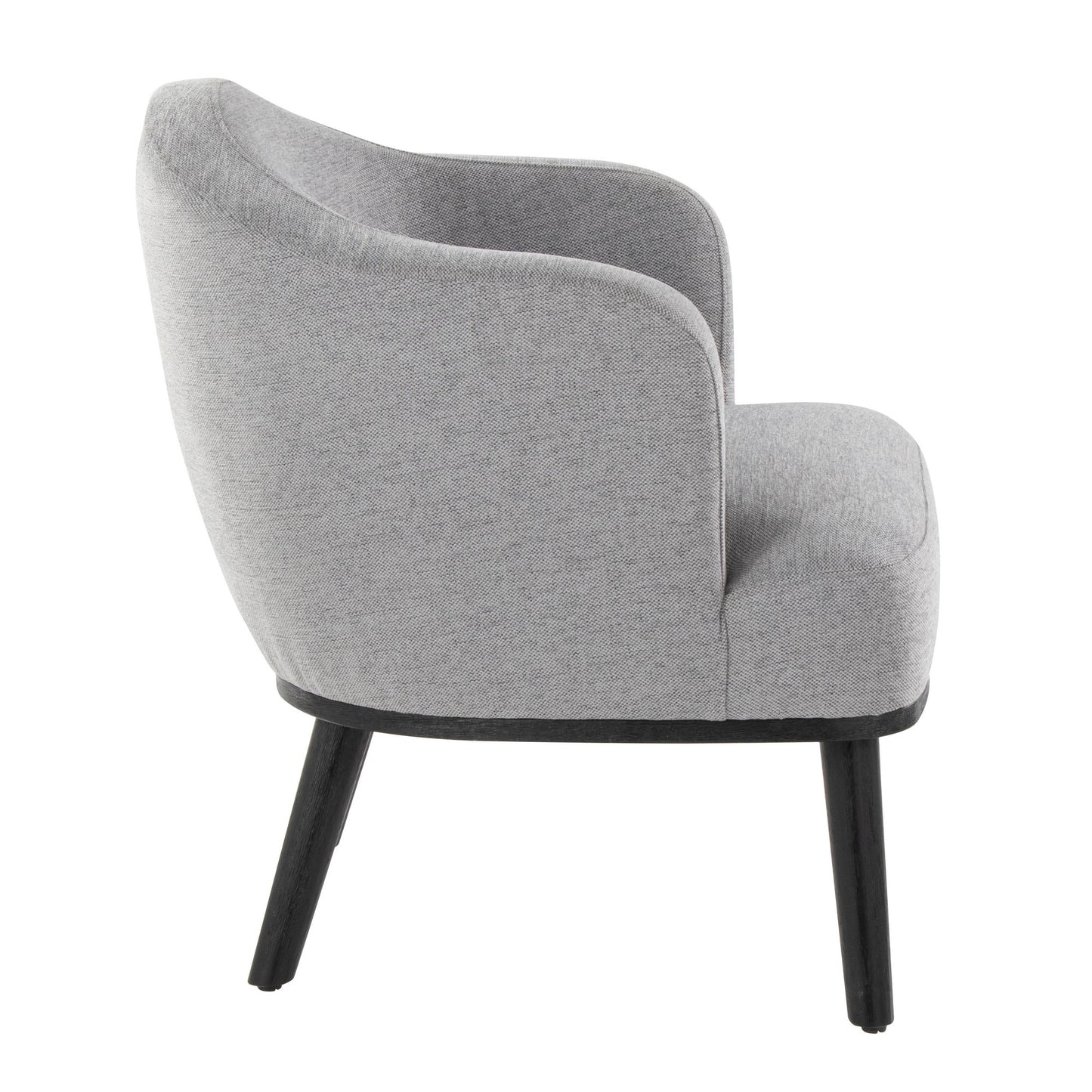 Majestic Office Furniture Mid-Century Modern Accent Chair in Black Wood and Grey Fabric
