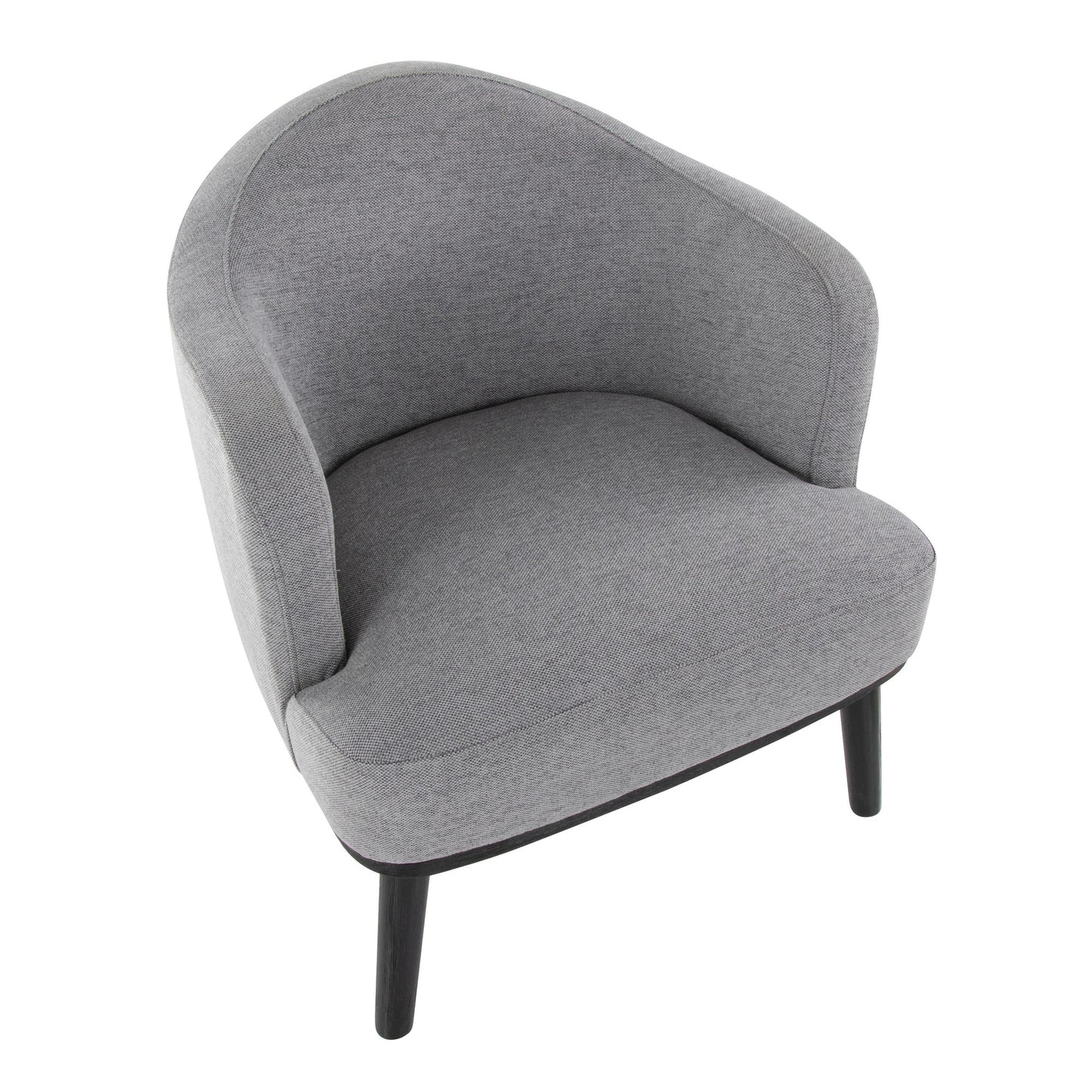 Majestic Office Furniture Mid-Century Modern Accent Chair in Black Wood and Grey Fabric