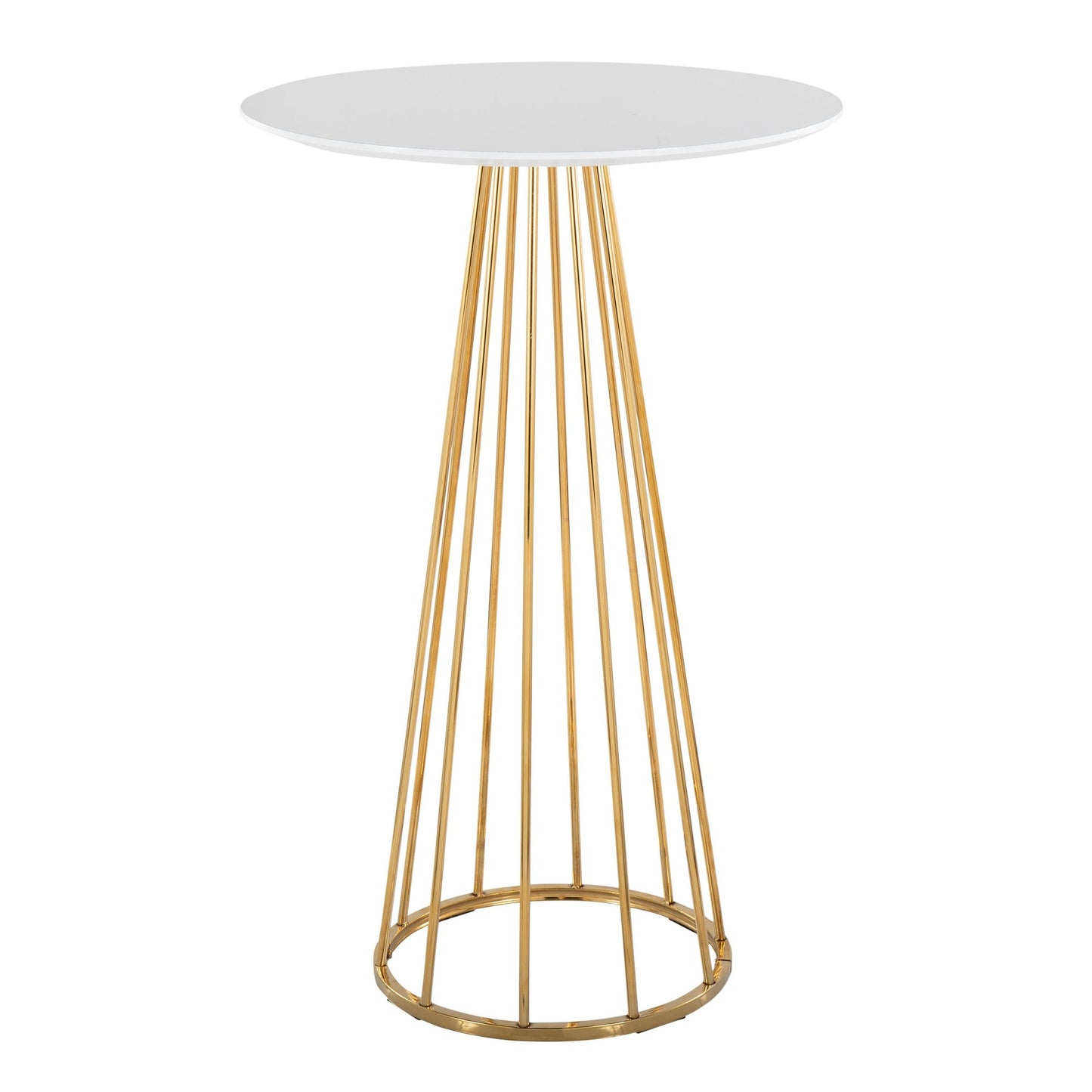 Majestic Office Furniture Contemporary/Glam Bar Table in Gold Steel and White Wood