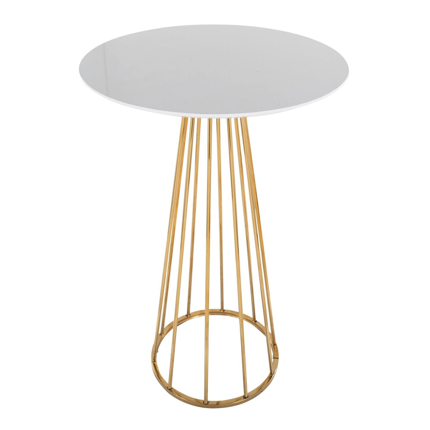 Majestic Office Furniture Contemporary/Glam Bar Table in Gold Steel and White Wood