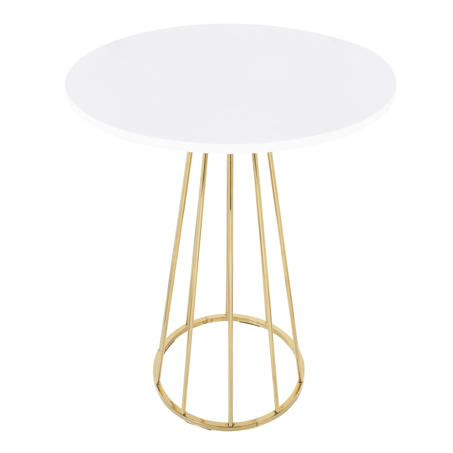 Majestic Office Furniture Cece Contemporary/Glam Counter Table in Gold Steel and White Wood