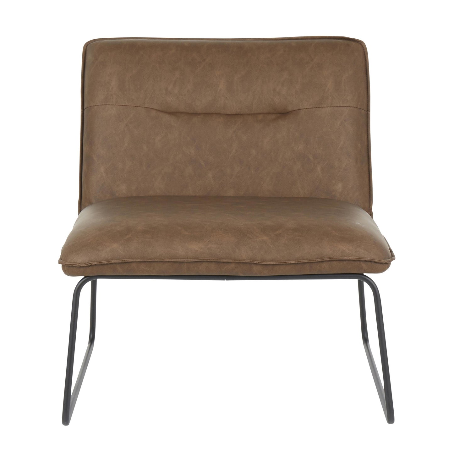 Majestic Office Furniture Industrial Accent Chair in Black Metal and Camel Faux Leather