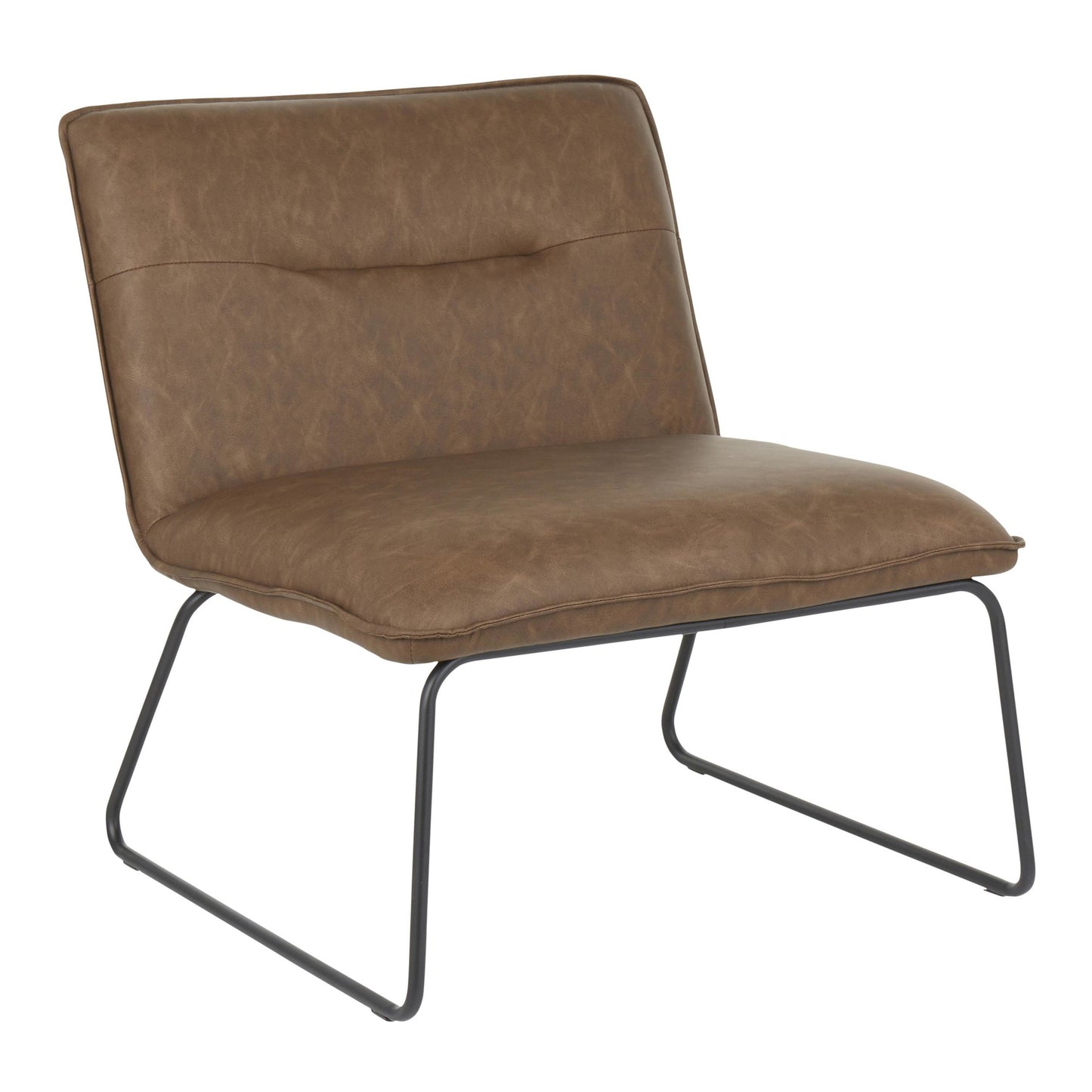 Majestic Office Furniture Industrial Accent Chair in Black Metal and Camel Faux Leather