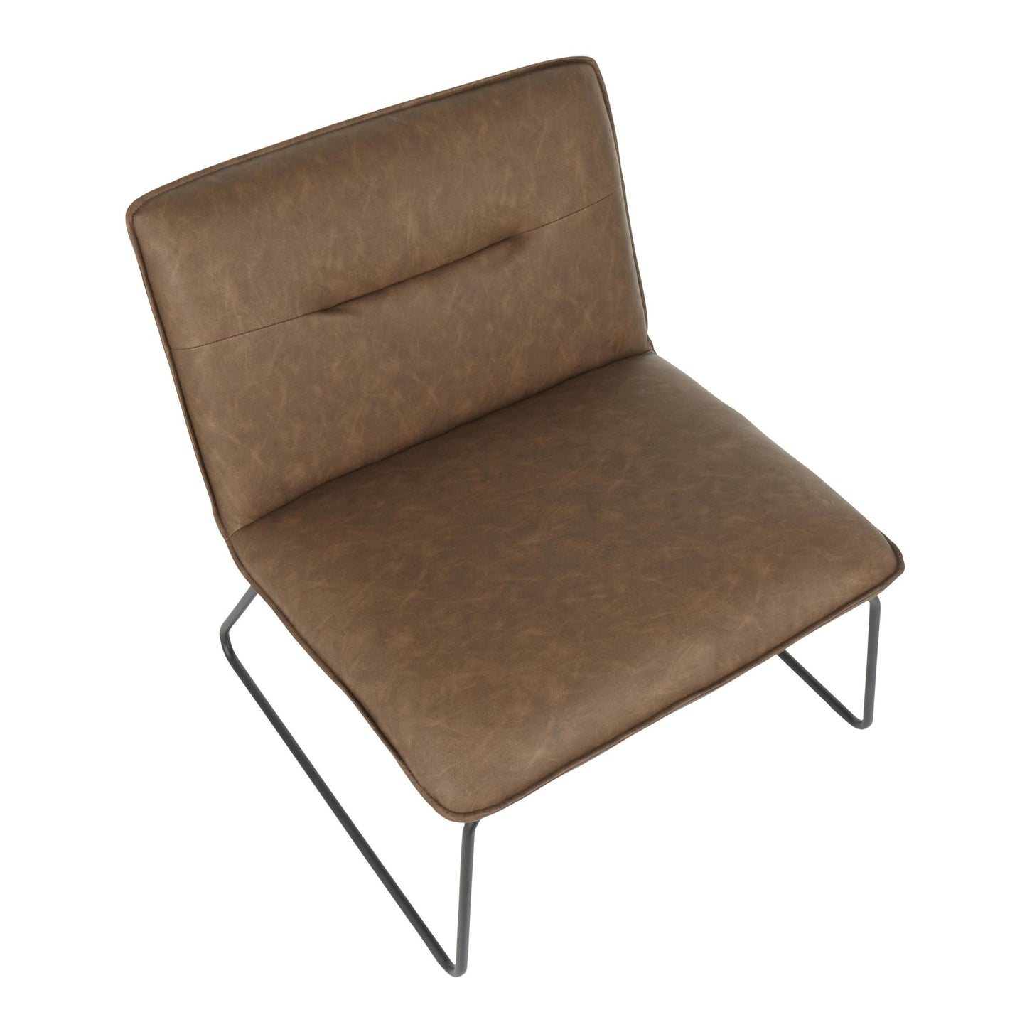 Majestic Office Furniture Industrial Accent Chair in Black Metal and Camel Faux Leather