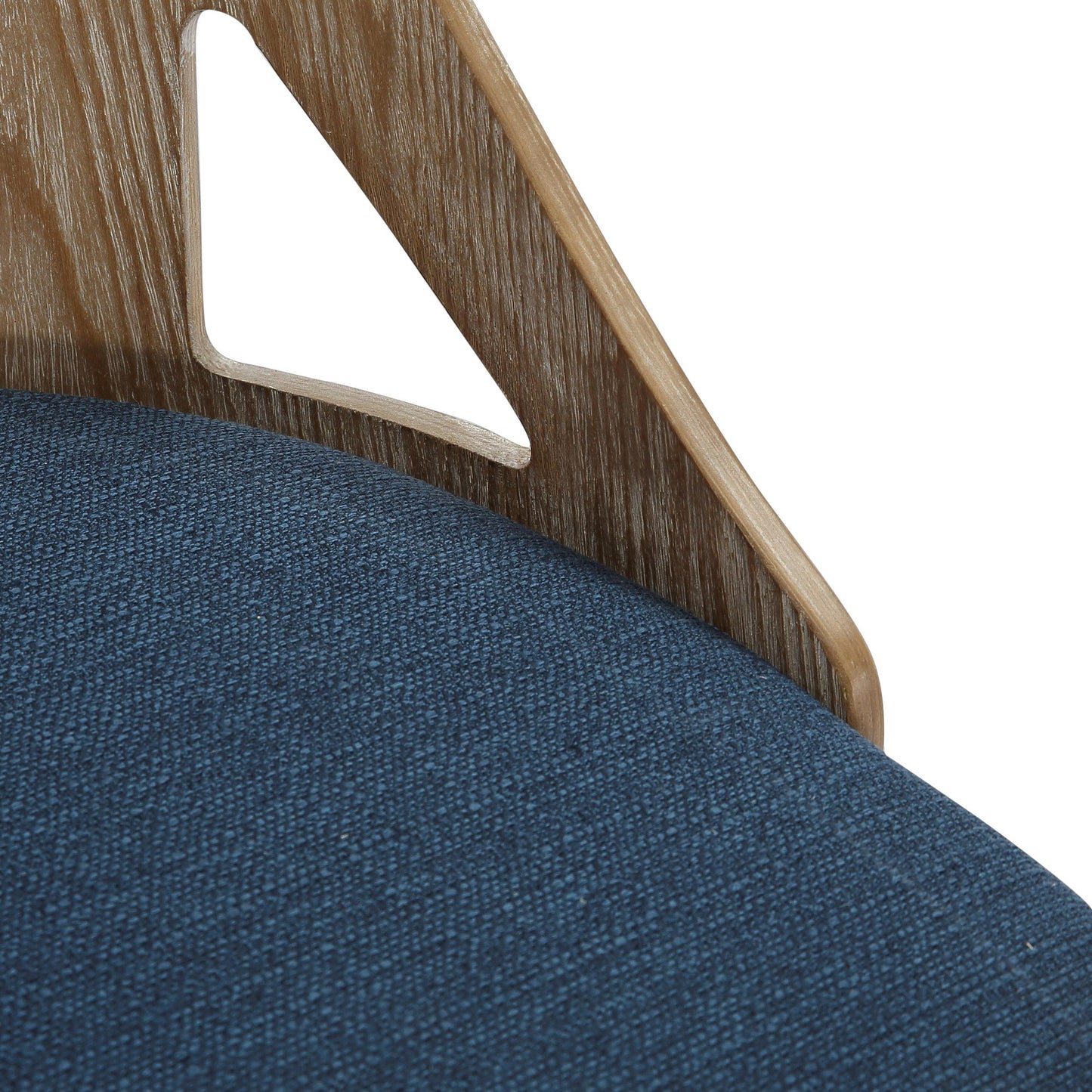 Majestic Office Furniture Farmhouse Chair in White Washed Wood and Blue Fabric - Set of 2