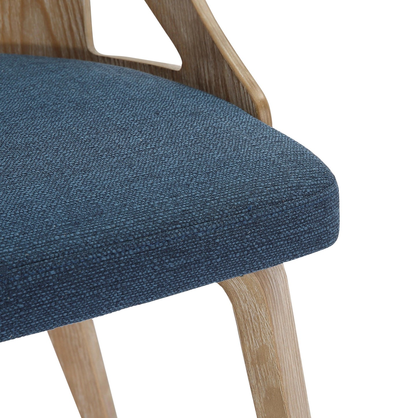 Majestic Office Furniture Farmhouse Chair in White Washed Wood and Blue Fabric - Set of 2