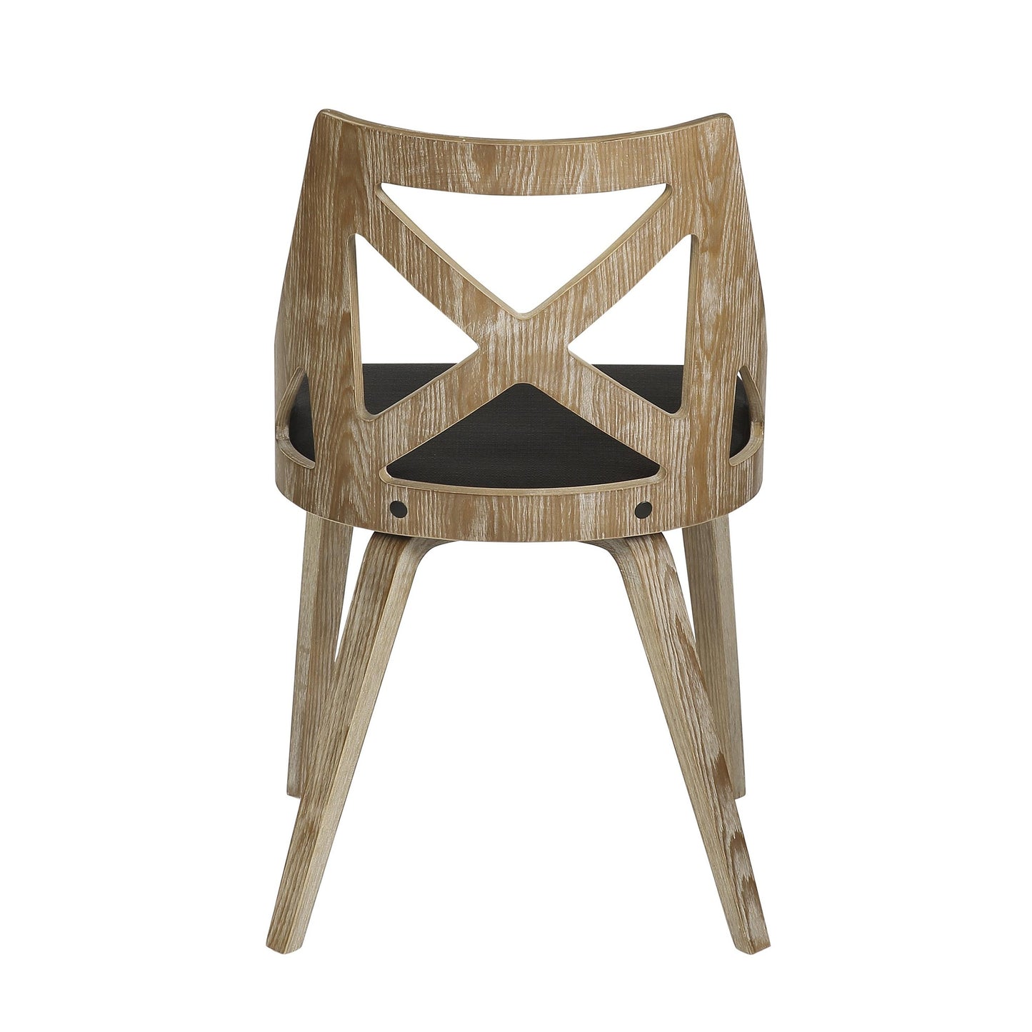 Majestic Office Furniture Farmhouse Chair in White Washed Wood and Blue Fabric - Set of 2