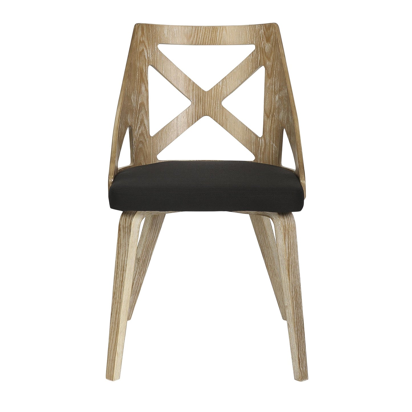 Majestic Office Furniture Farmhouse Chair in White Washed Wood and Blue Fabric - Set of 2