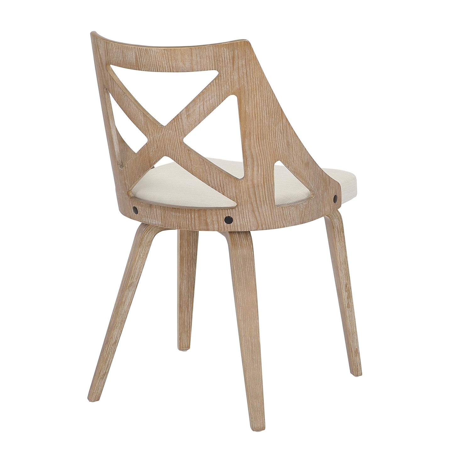 Majestic Office Furniture Farmhouse Chair in White Washed Wood and Blue Fabric - Set of 2