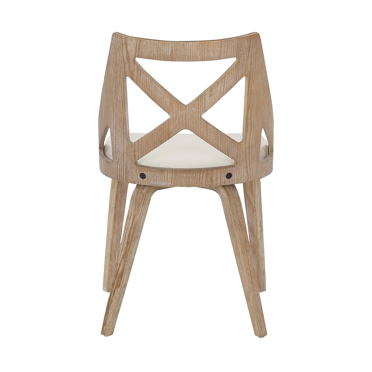 Majestic Office Furniture Farmhouse Chair in White Washed Wood and Blue Fabric - Set of 2