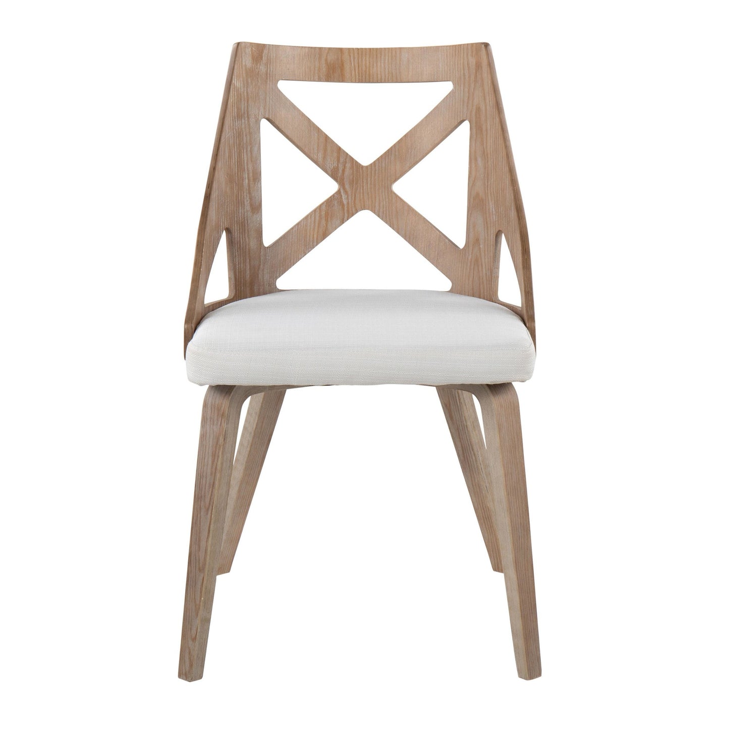 Majestic Office Furniture Farmhouse Chair in White Washed Wood and Blue Fabric - Set of 2