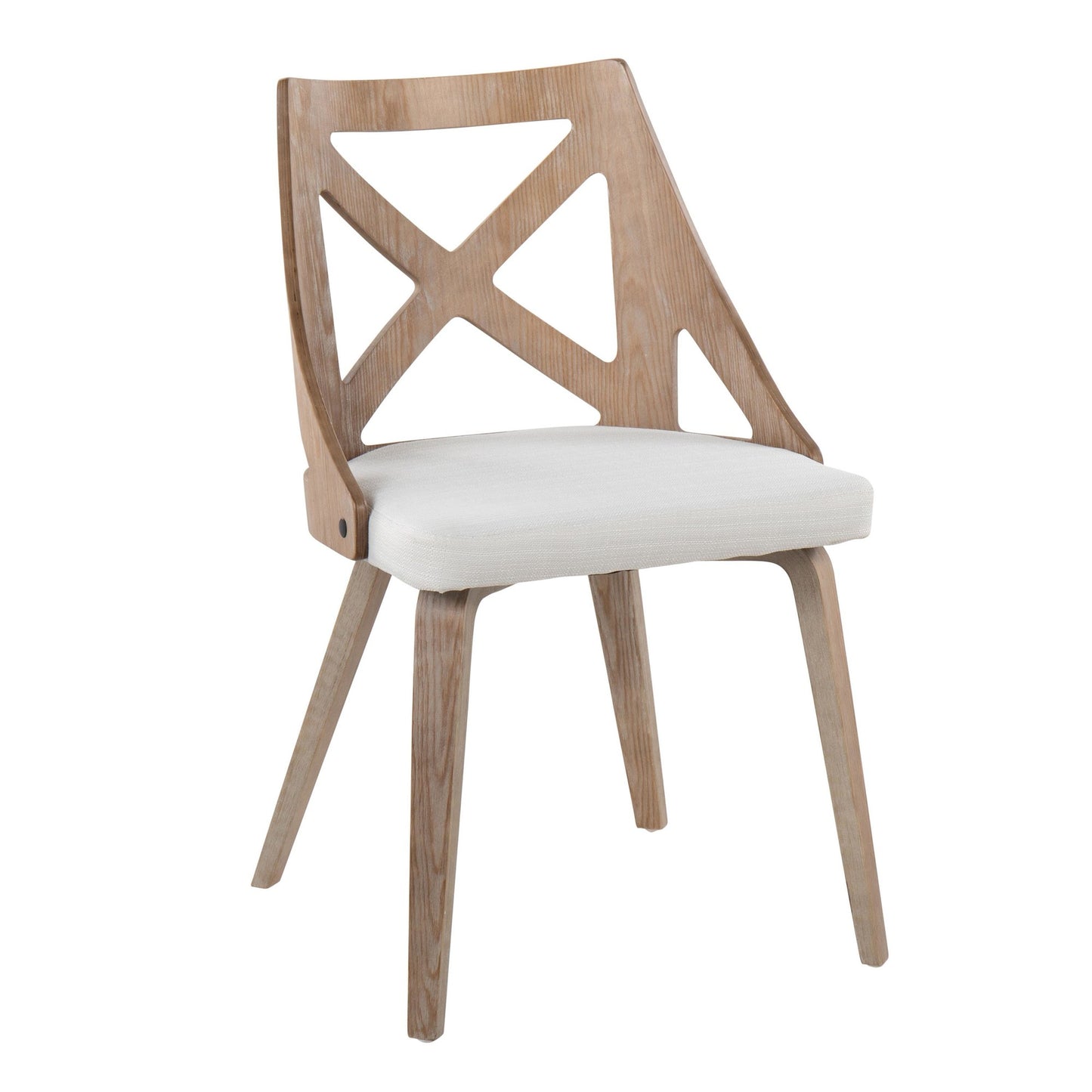 Majestic Office Furniture Farmhouse Chair in White Washed Wood and Blue Fabric - Set of 2