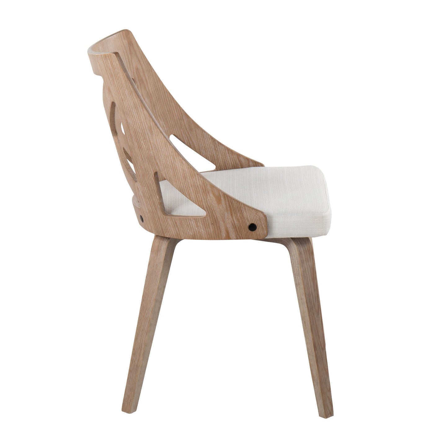 Majestic Office Furniture Farmhouse Chair in White Washed Wood and Blue Fabric - Set of 2