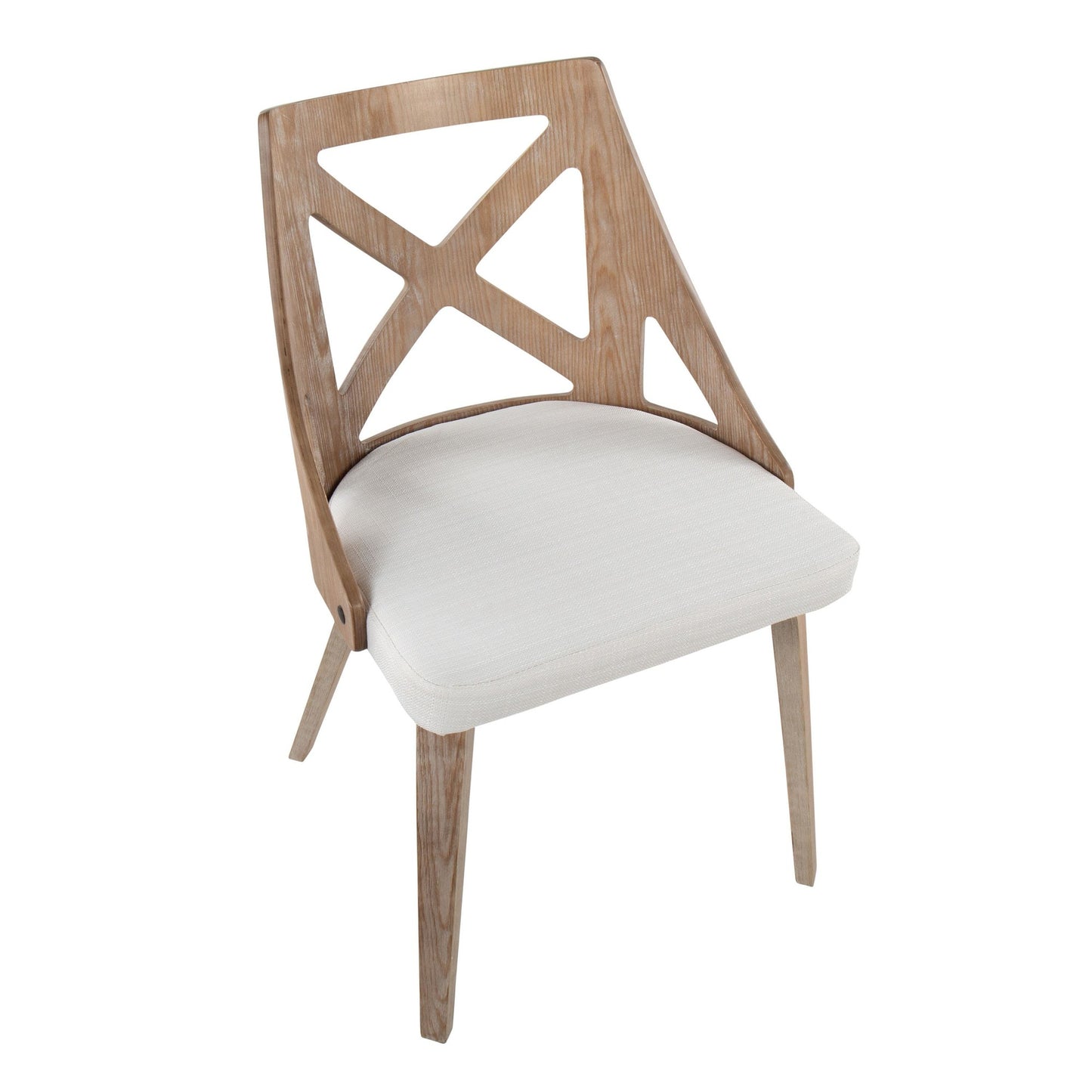 Majestic Office Furniture Farmhouse Chair in White Washed Wood and Blue Fabric - Set of 2