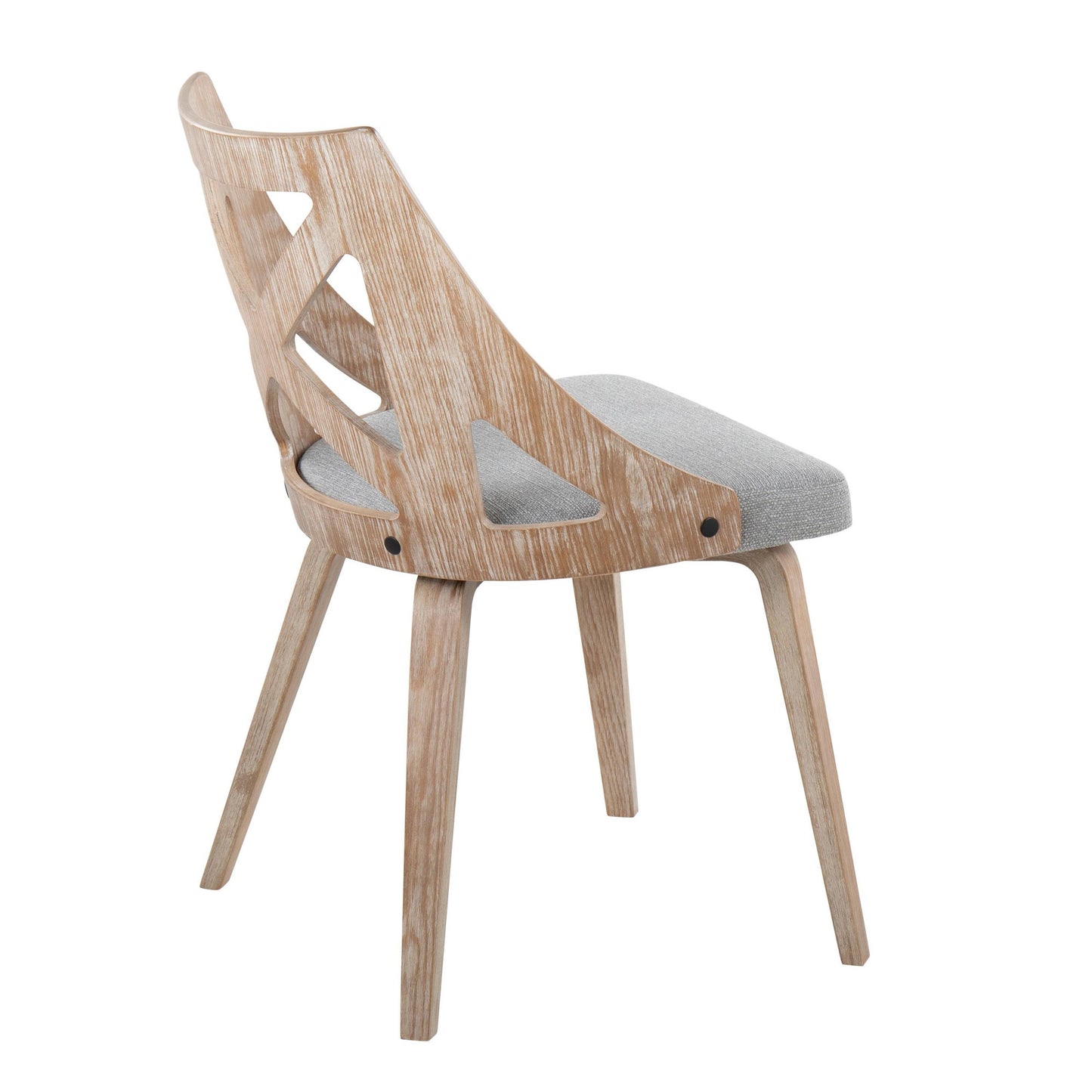 Majestic Office Furniture Farmhouse Chair in White Washed Wood and Blue Fabric - Set of 2