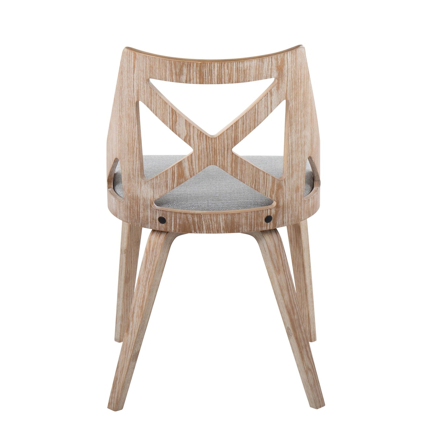 Majestic Office Furniture Farmhouse Chair in White Washed Wood and Blue Fabric - Set of 2