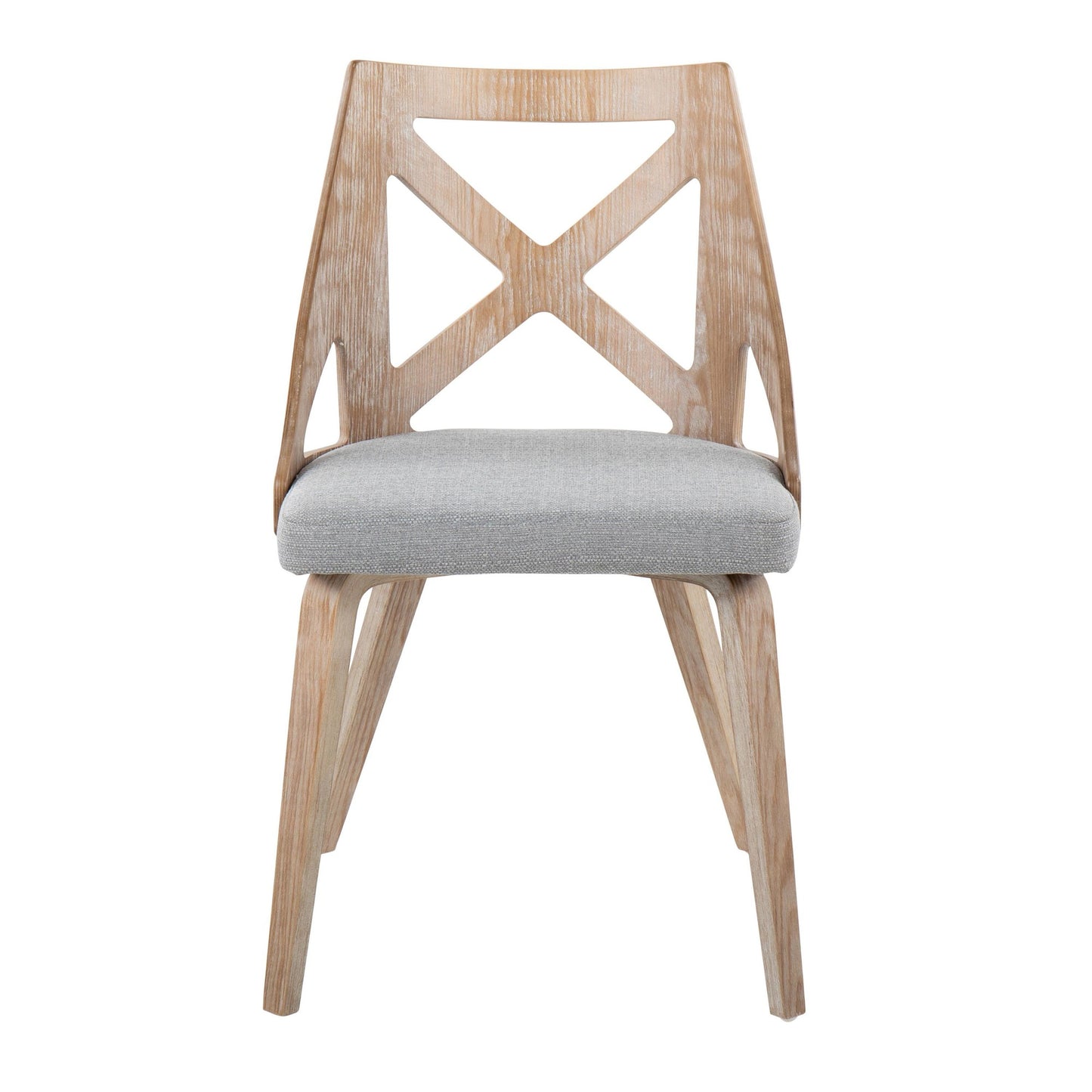 Majestic Office Furniture Farmhouse Chair in White Washed Wood and Blue Fabric - Set of 2