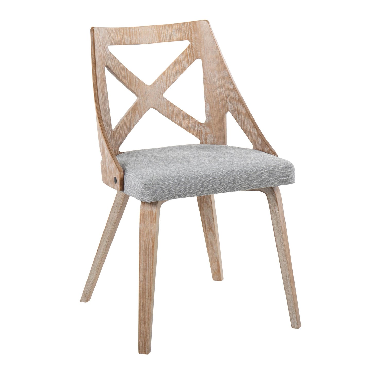 Majestic Office Furniture Farmhouse Chair in White Washed Wood and Blue Fabric - Set of 2
