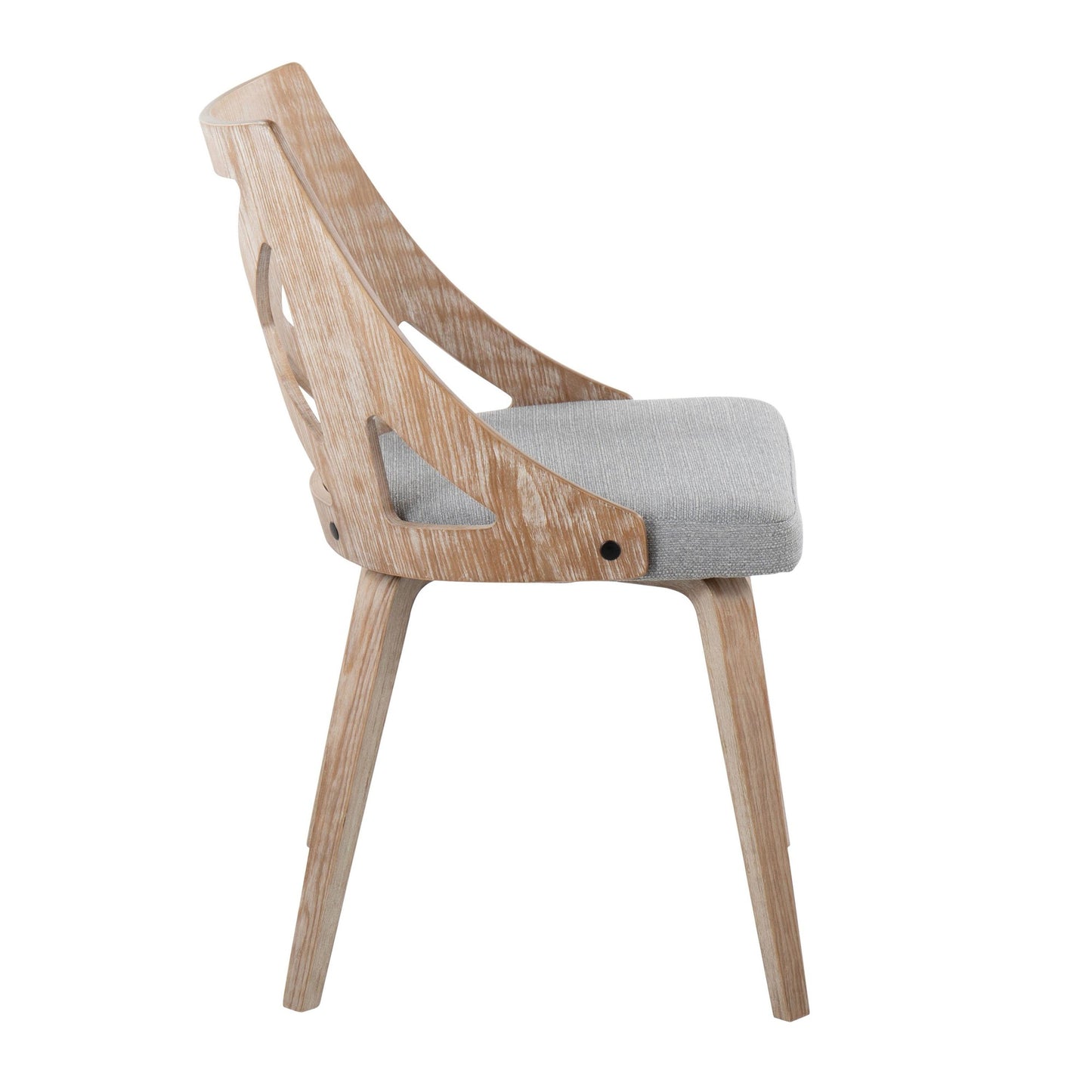 Majestic Office Furniture Farmhouse Chair in White Washed Wood and Blue Fabric - Set of 2