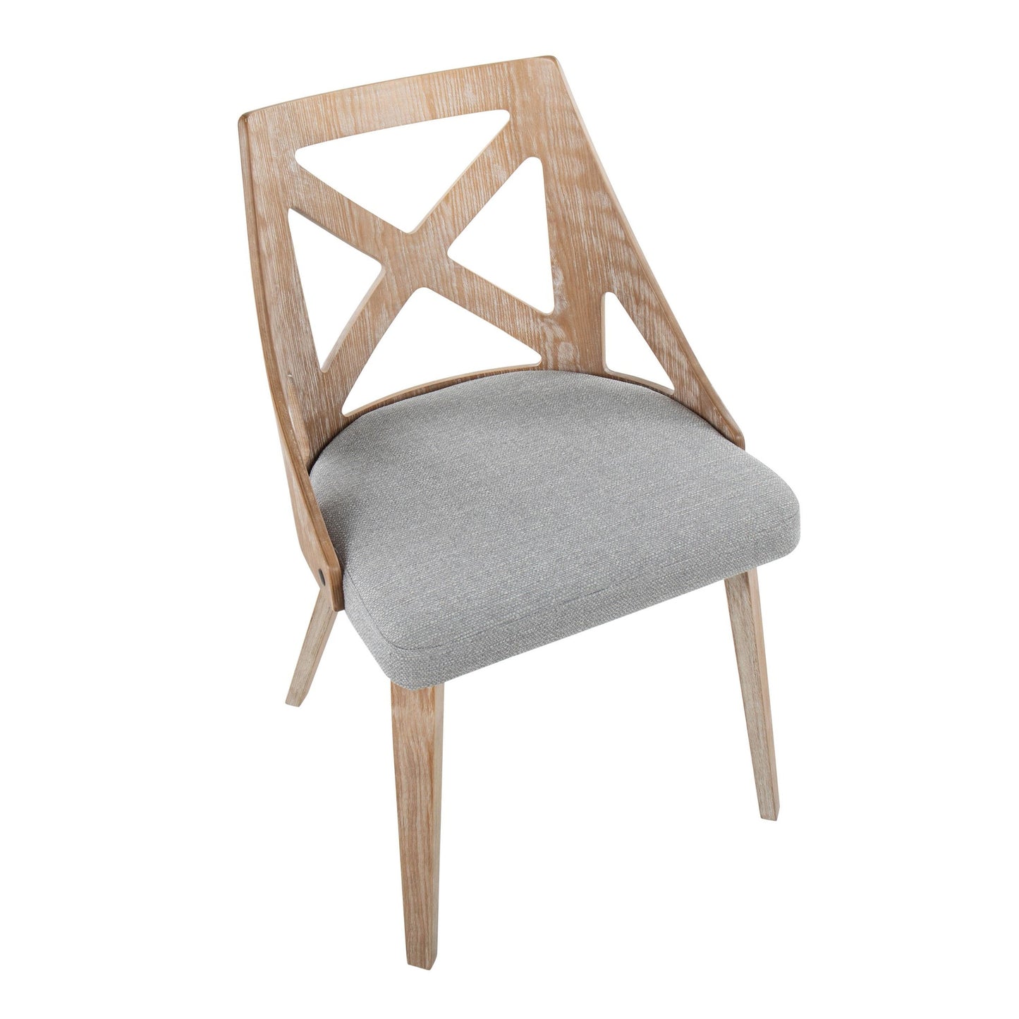 Majestic Office Furniture Farmhouse Chair in White Washed Wood and Blue Fabric - Set of 2