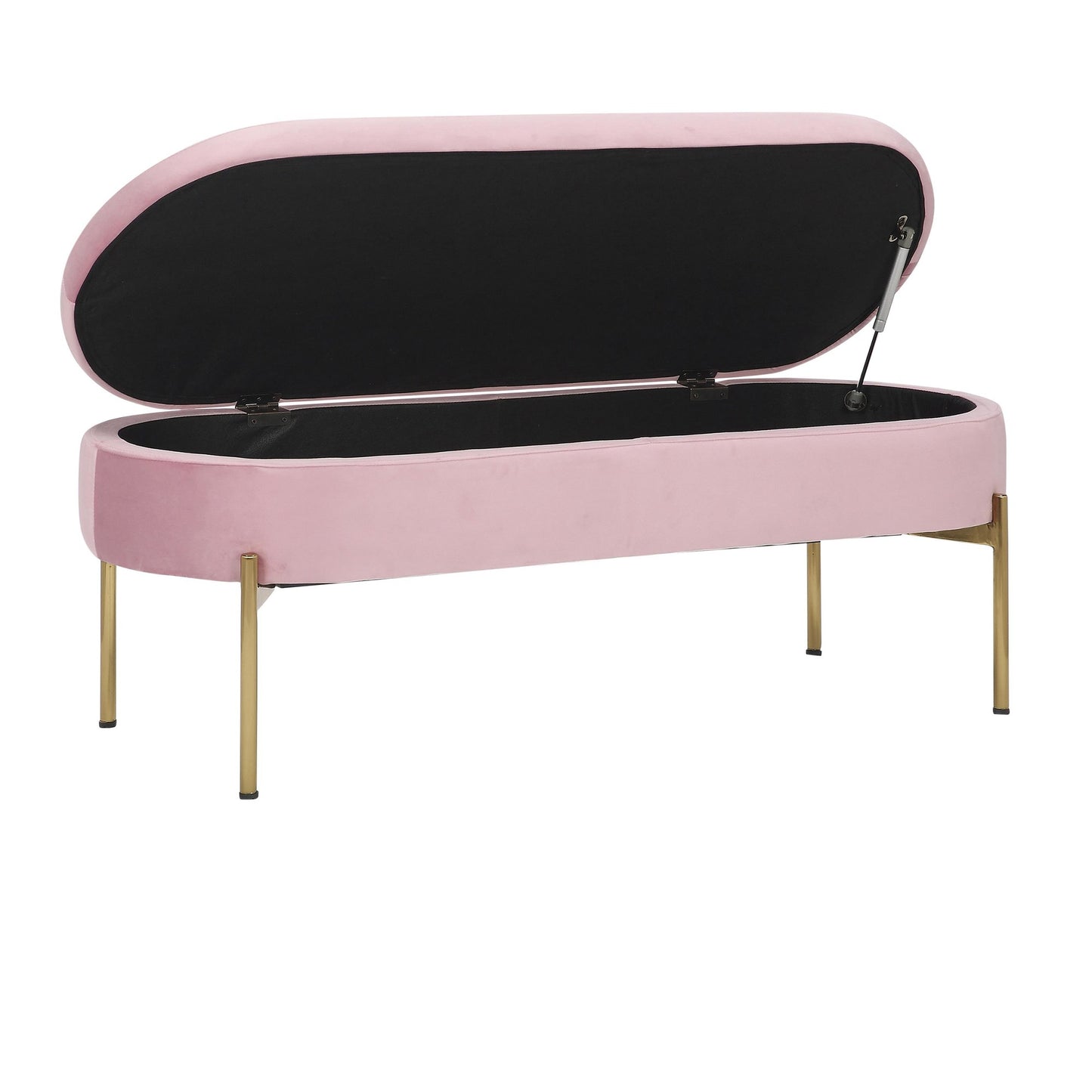 Majestic Office Furniture Contemporary/Glam Storage Bench in Gold Metal and Black Velvet