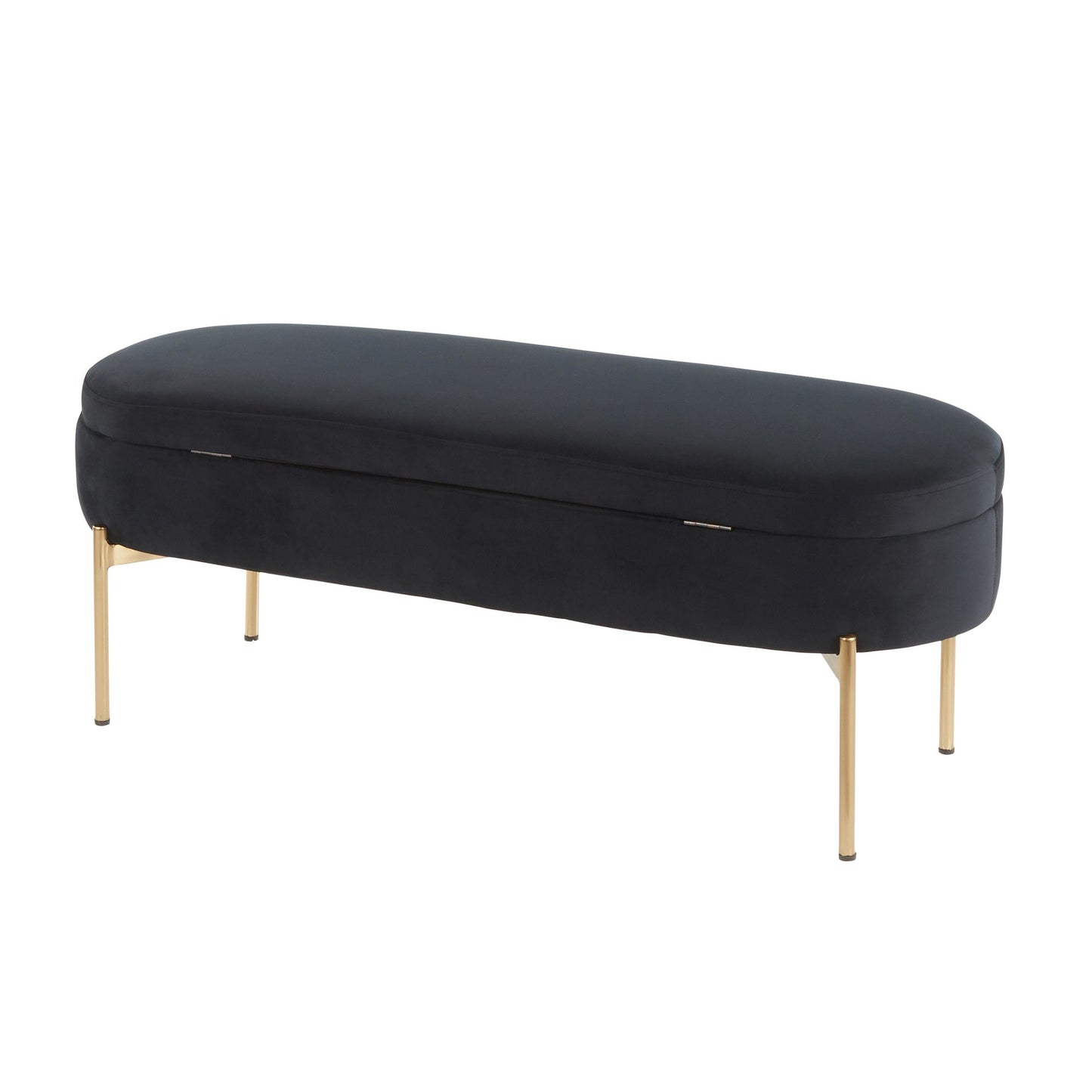 Majestic Office Furniture Contemporary/Glam Storage Bench in Gold Metal and Black Velvet