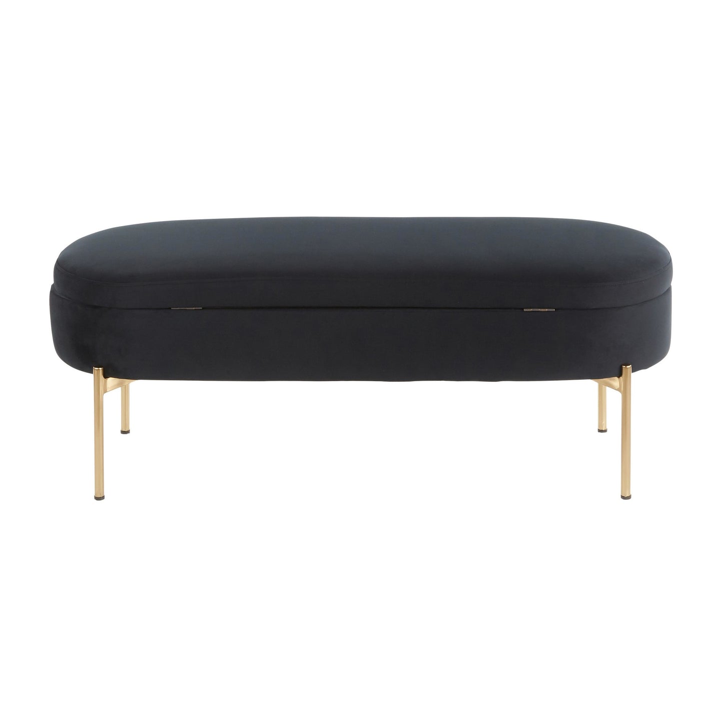 Majestic Office Furniture Contemporary/Glam Storage Bench in Gold Metal and Black Velvet