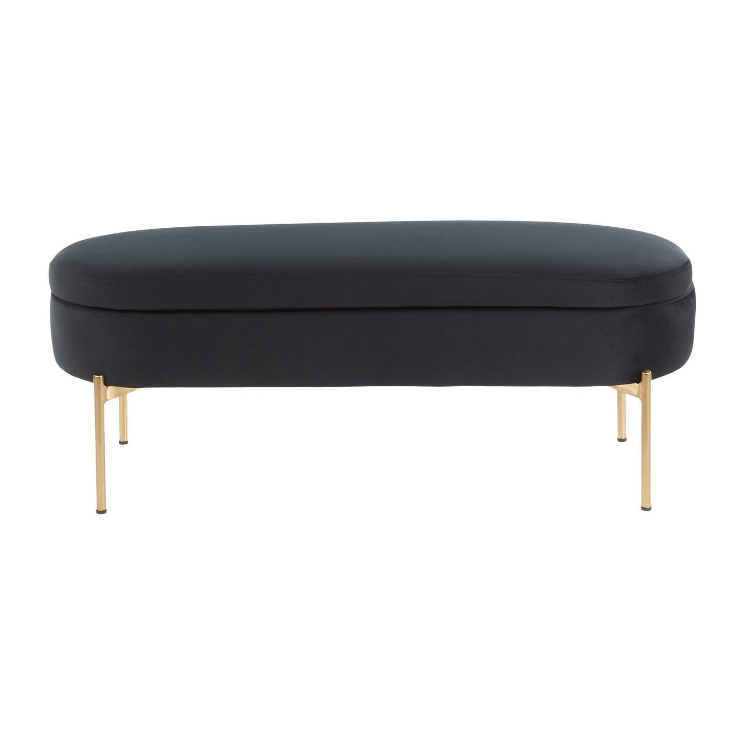 Majestic Office Furniture Contemporary/Glam Storage Bench in Gold Metal and Black Velvet