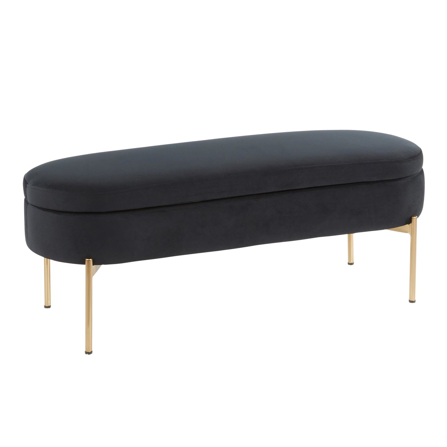 Majestic Office Furniture Contemporary/Glam Storage Bench in Gold Metal and Black Velvet