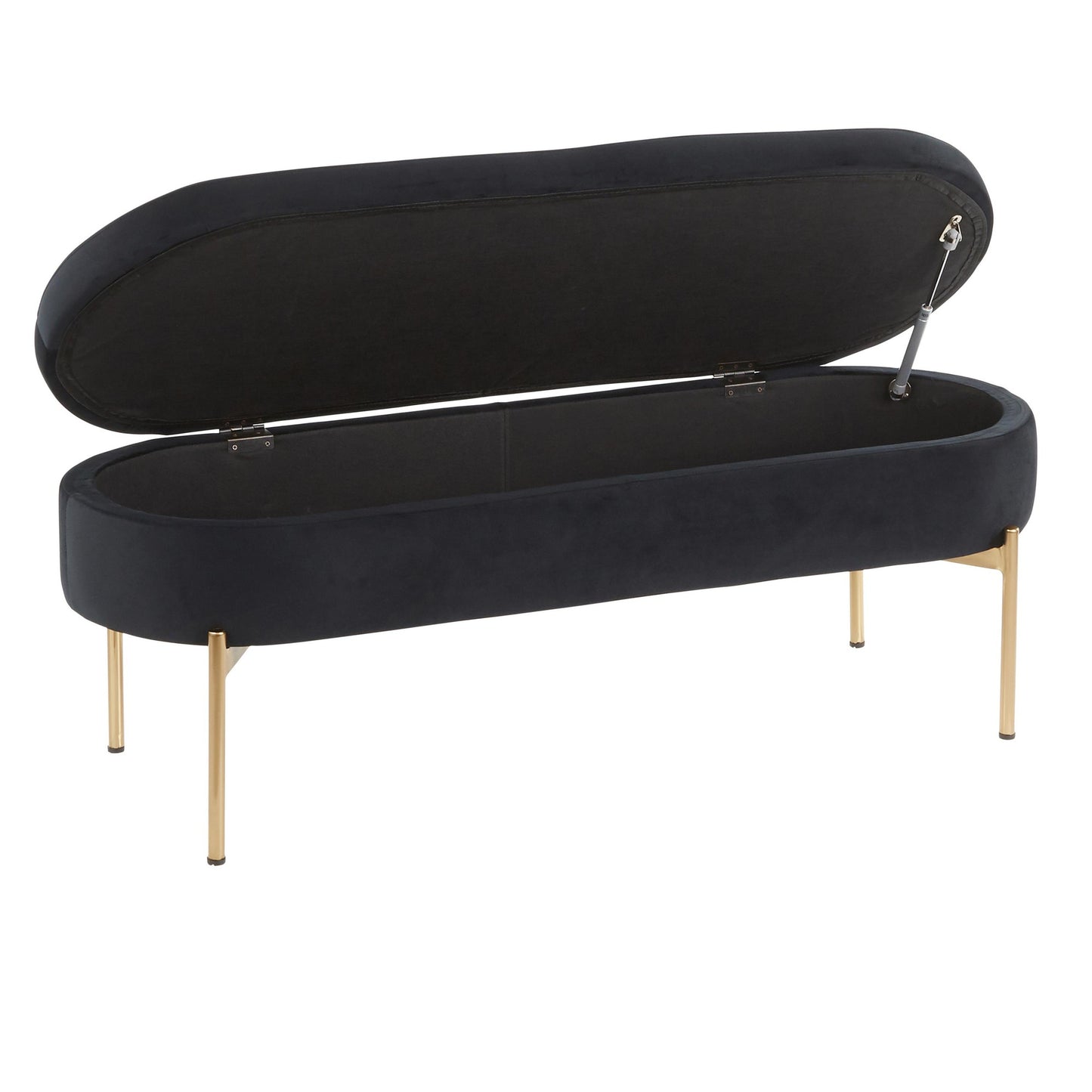 Majestic Office Furniture Contemporary/Glam Storage Bench in Gold Metal and Black Velvet