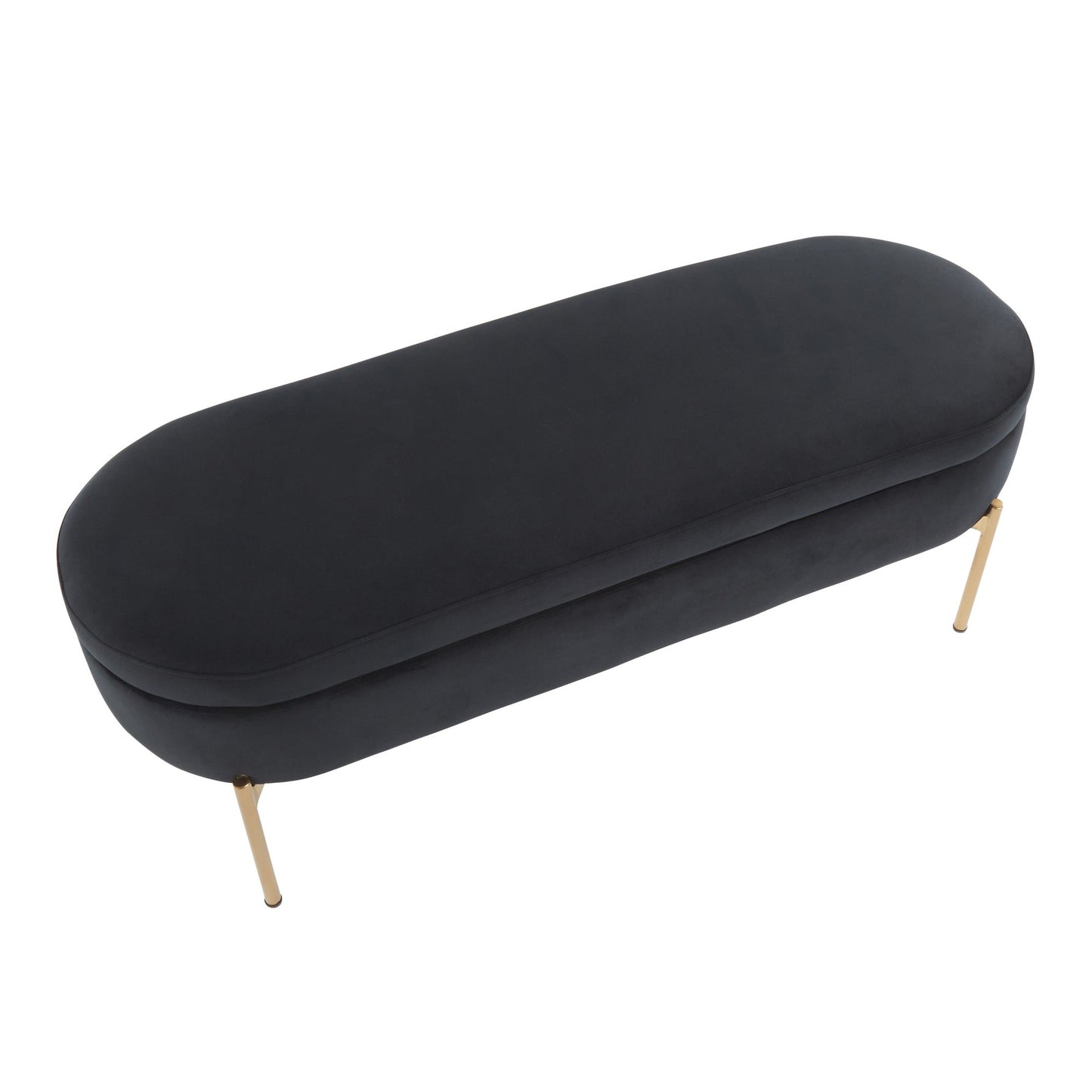 Majestic Office Furniture Contemporary/Glam Storage Bench in Gold Metal and Black Velvet
